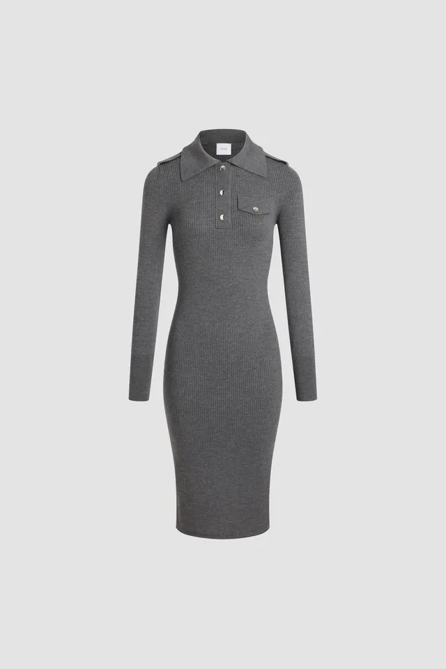 Patou KN268 H25KN2688040964G robe midi laine grise Mercury XS-XL