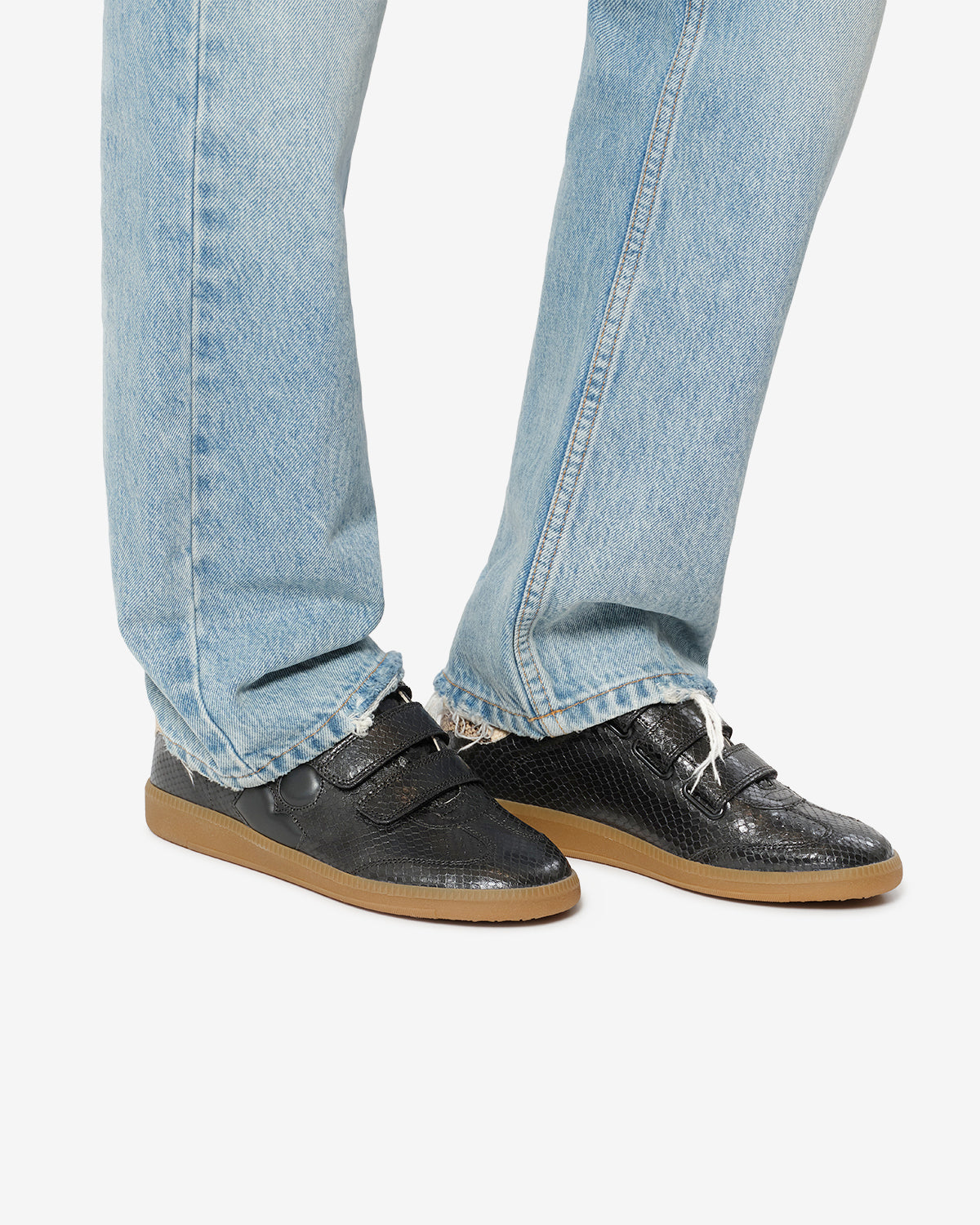 Isabel Marant Beth baskets cuir python noir sahara