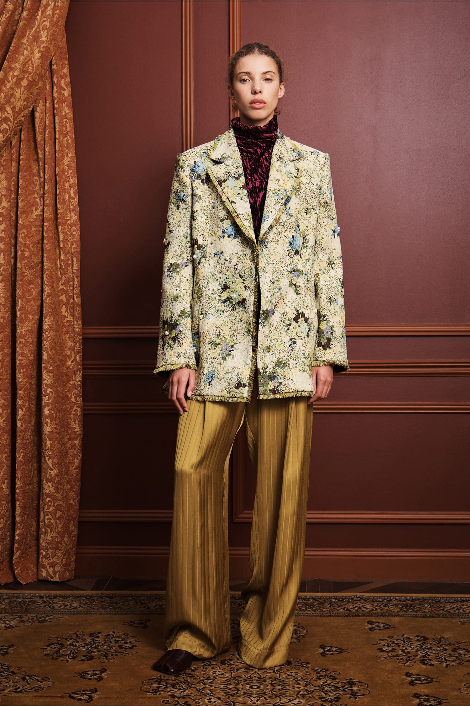 Alemais Whitney blazer jacquard perles franges