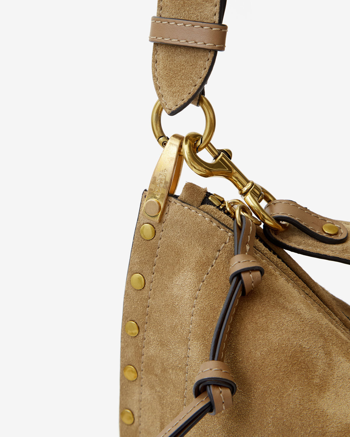 Isabel Marant Oskan Soft Zip sac cuir velours taupe
