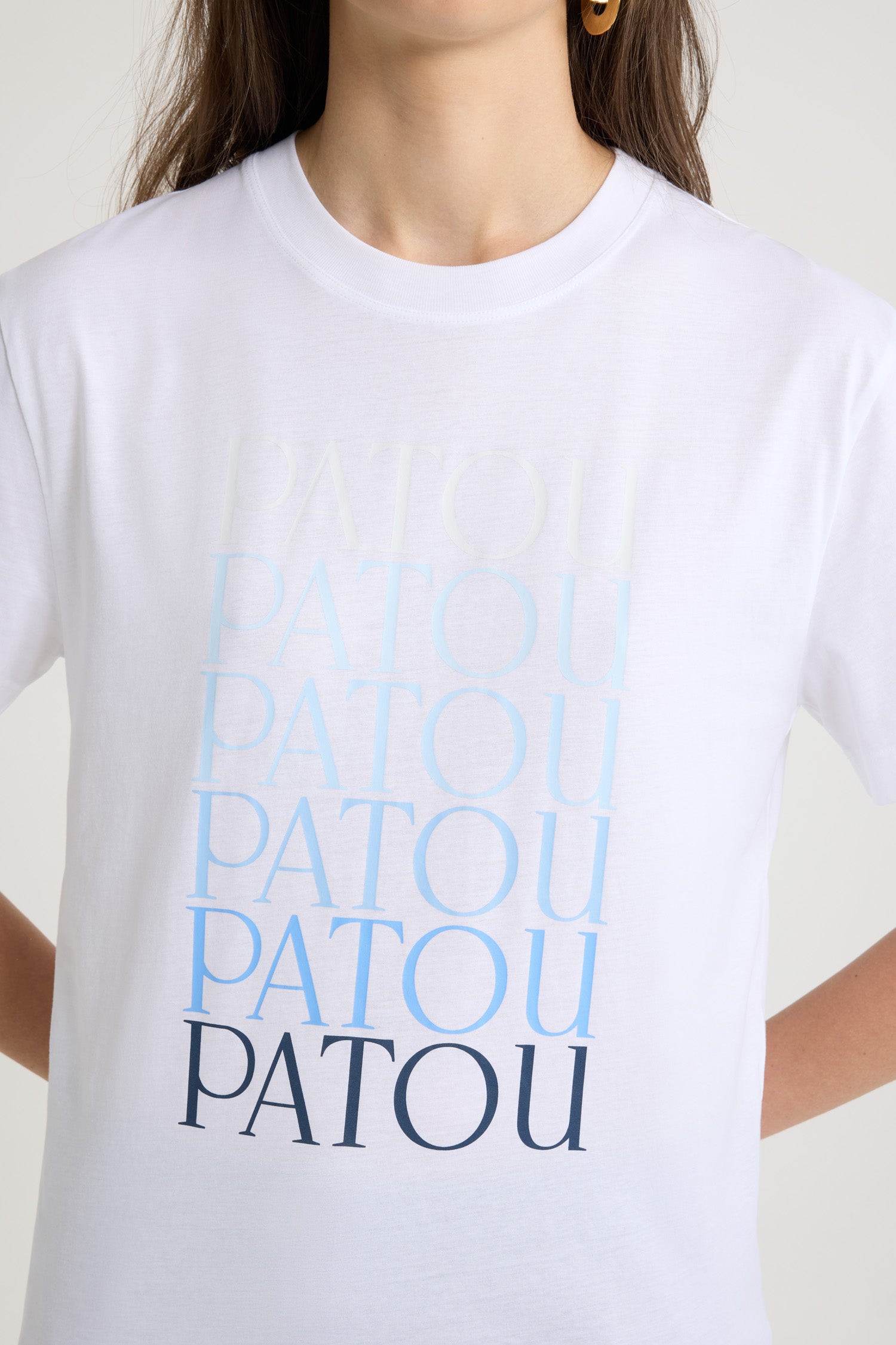 Patou JE112 t-shirt blanc coton bio logos dégradé