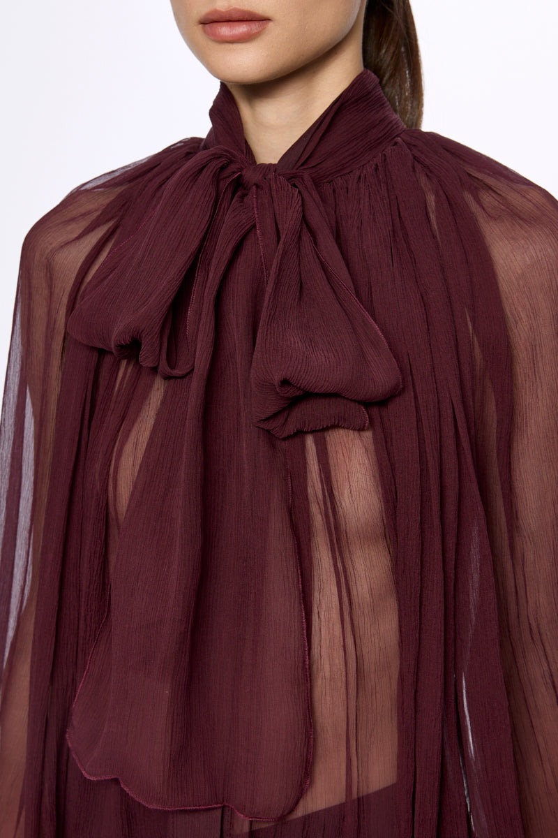 ATU Body Couture SILK chemise soie bordeaux foulard boutons