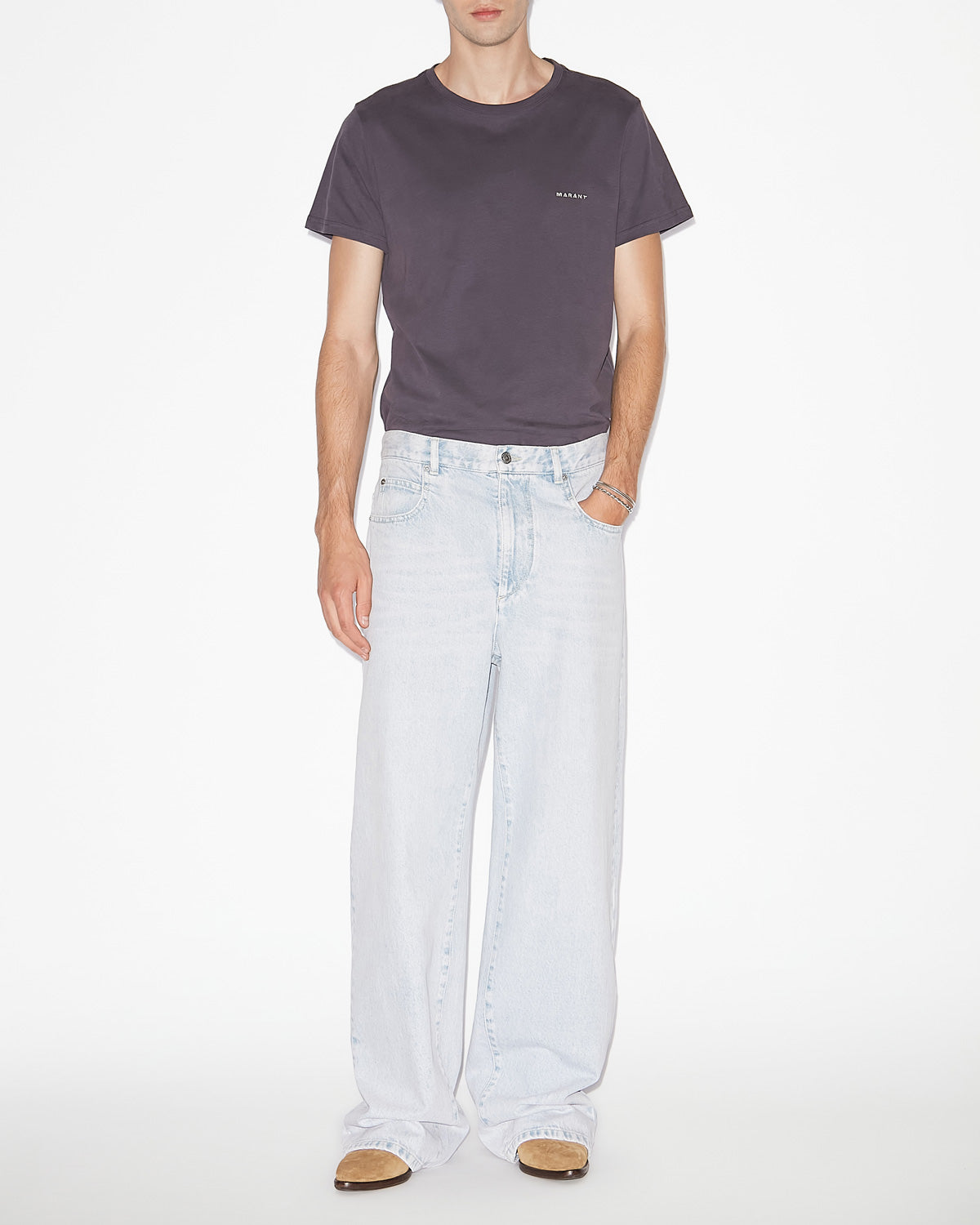 Isabel Marant Zafferh TS0047HA T-shirt bleu nuit coton