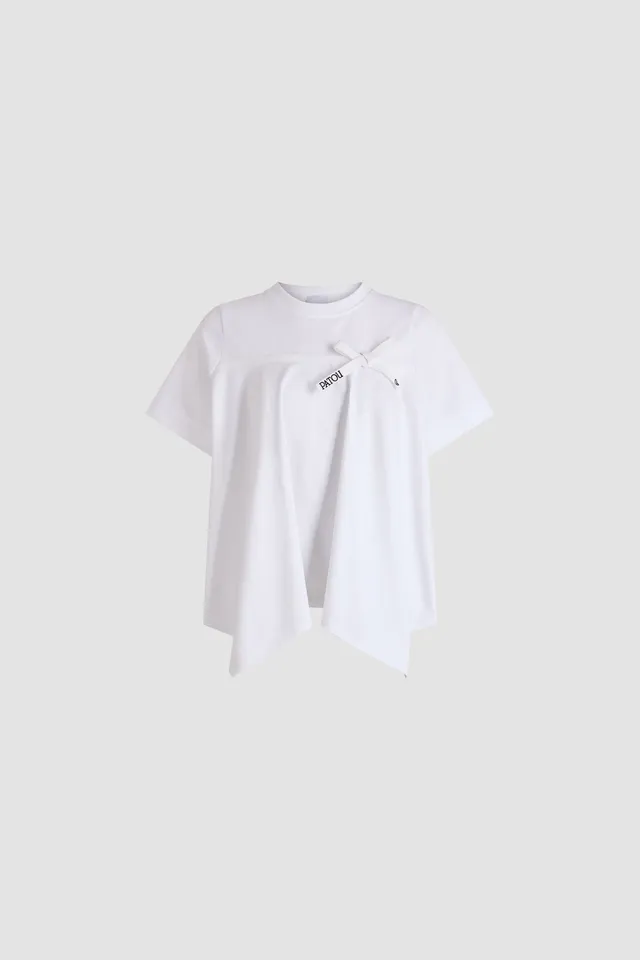 Patou H26JE259 t-shirt coton bio drapé White noeud