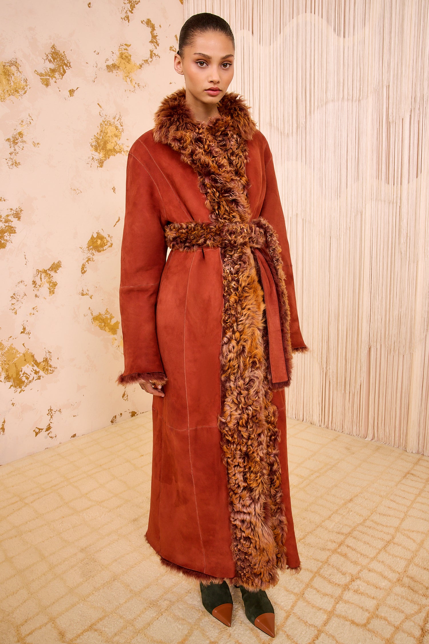 Ulla Johnson Ceryse manteau long Umber shearling réversible