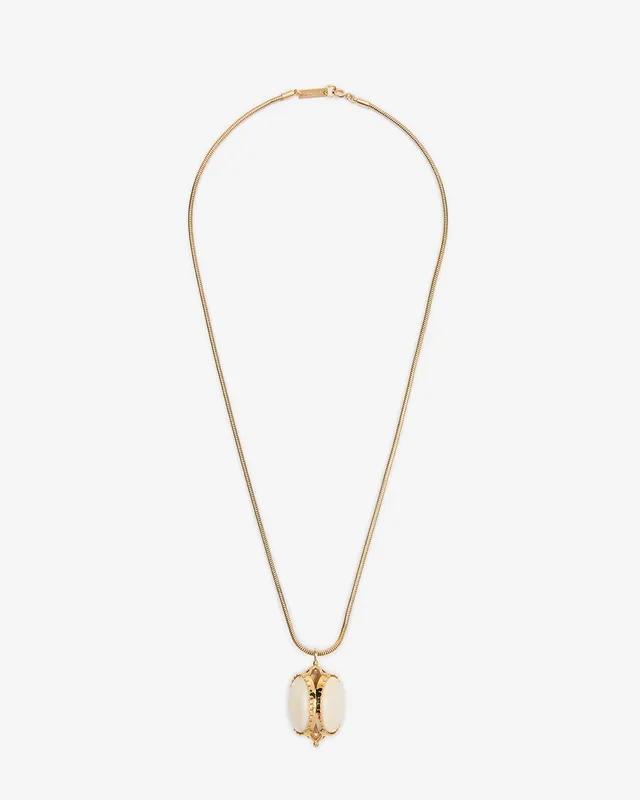 Isabel Marant Bijoux Hanae sautoir écru chaîne dorée pendentif