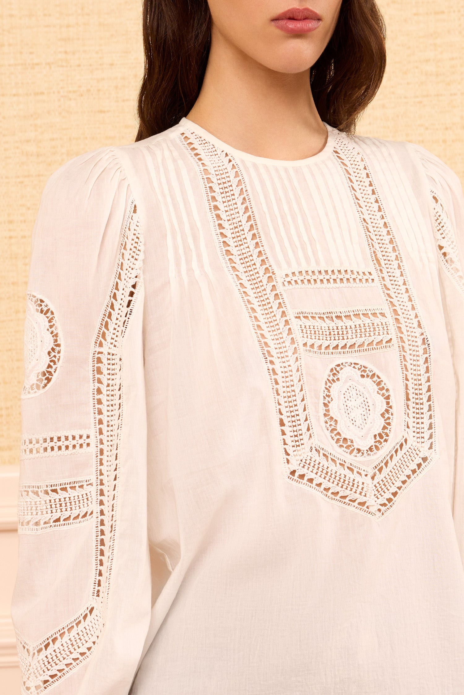 Ulla Johnson Marlowe top coton blanc Pristine manches longues