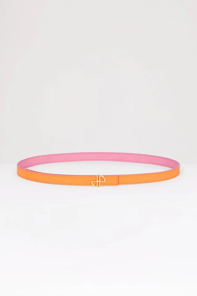 Patou Ceinture Fine JP Cuir Orange Réversible