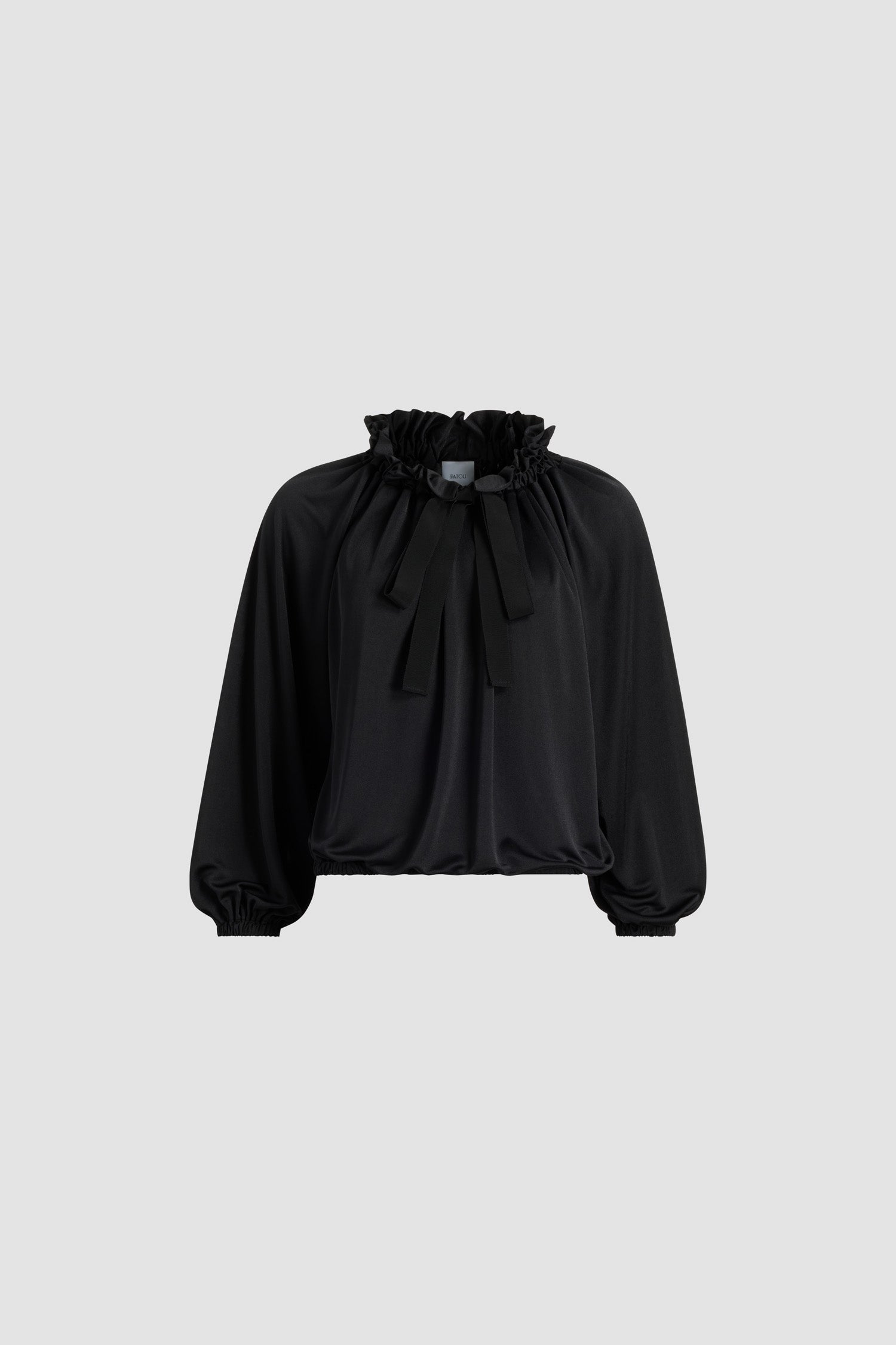 Patou JE172 top noir satin jersey col à lien