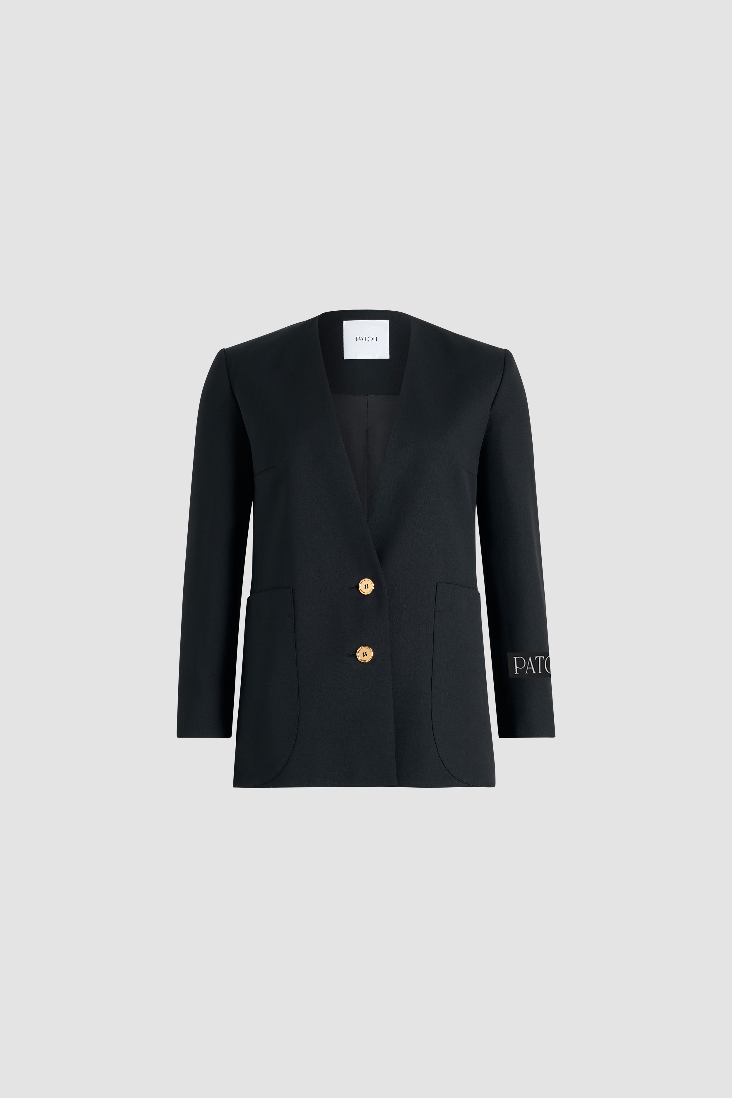 Patou JA051 veste sans col laine technique noire