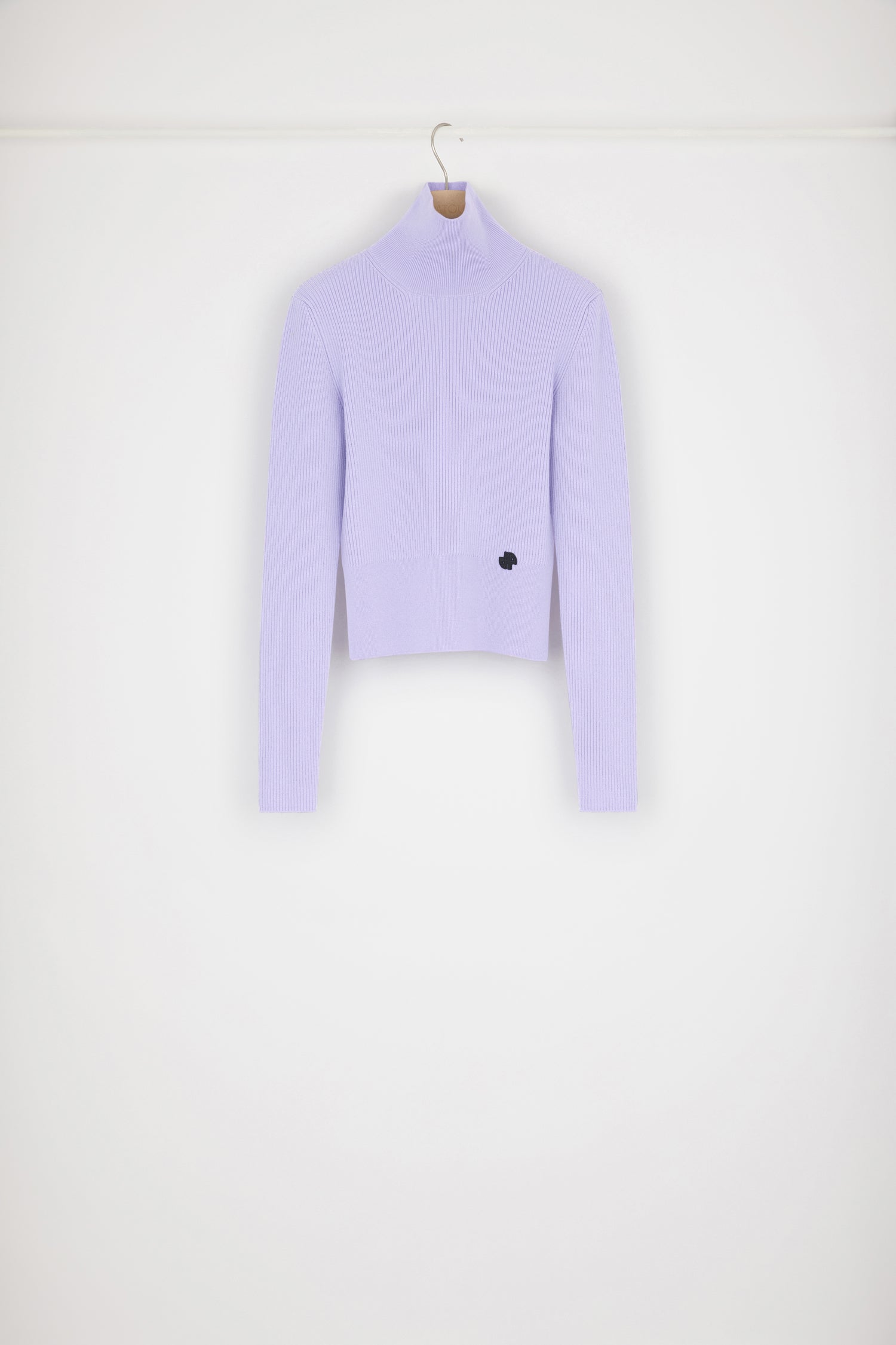 Patou Knitwear KN058 pull col montant lavande laine