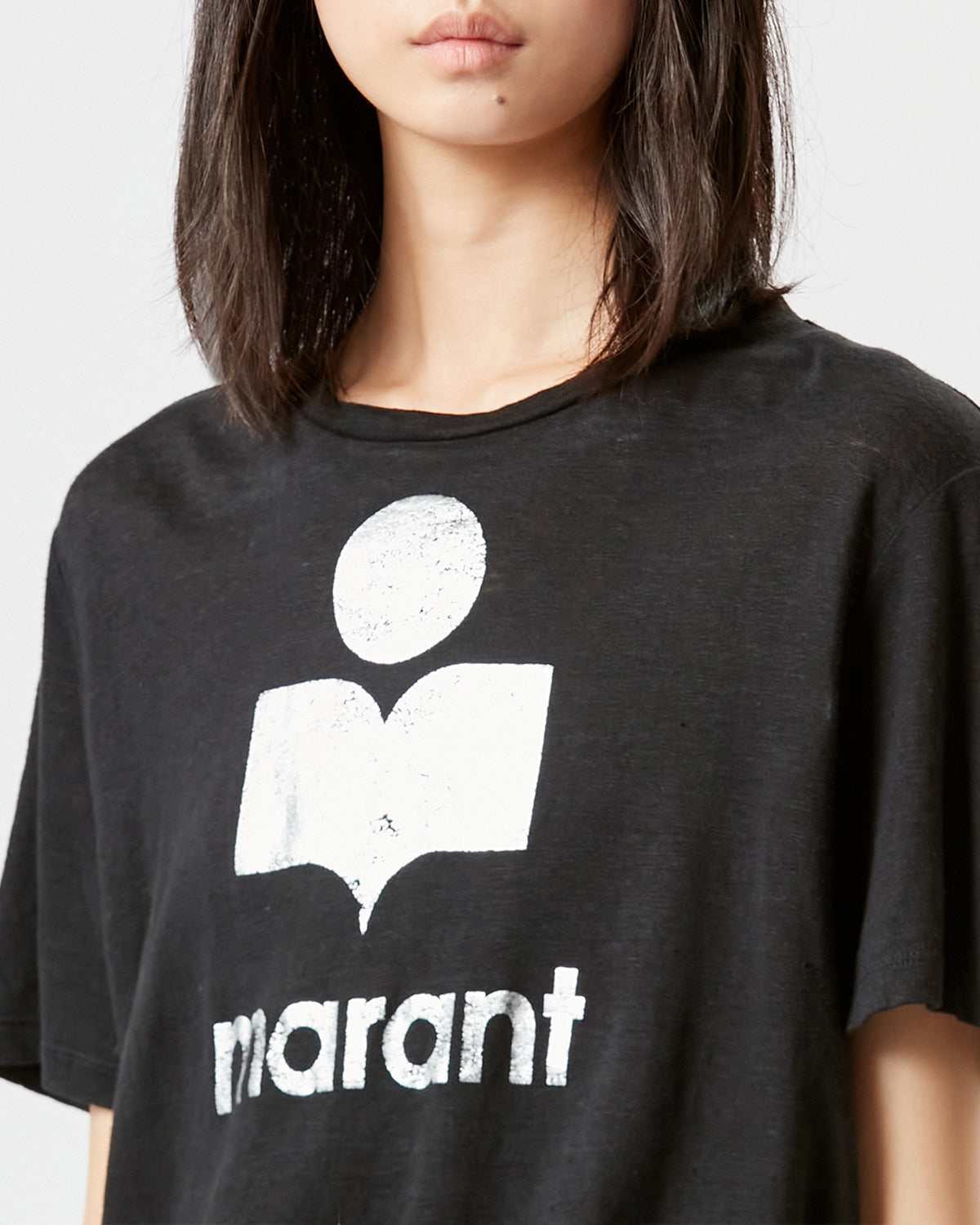 Isabel Marant Zewel TS0001FA T-shirt lin noir logo