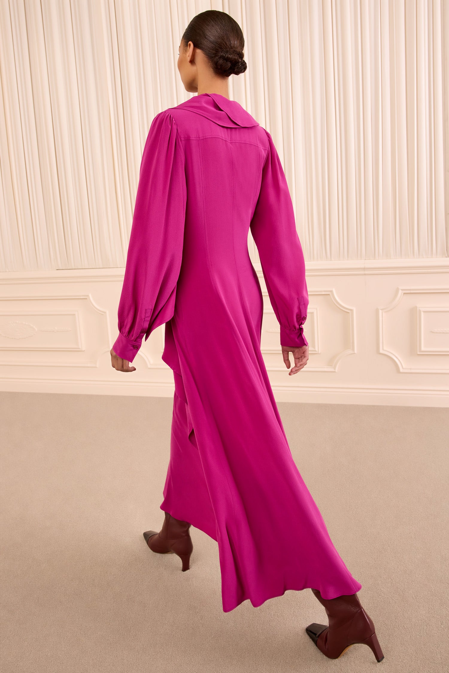 Ulla Johnson Sabrina robe midi Orchid soie manches longues