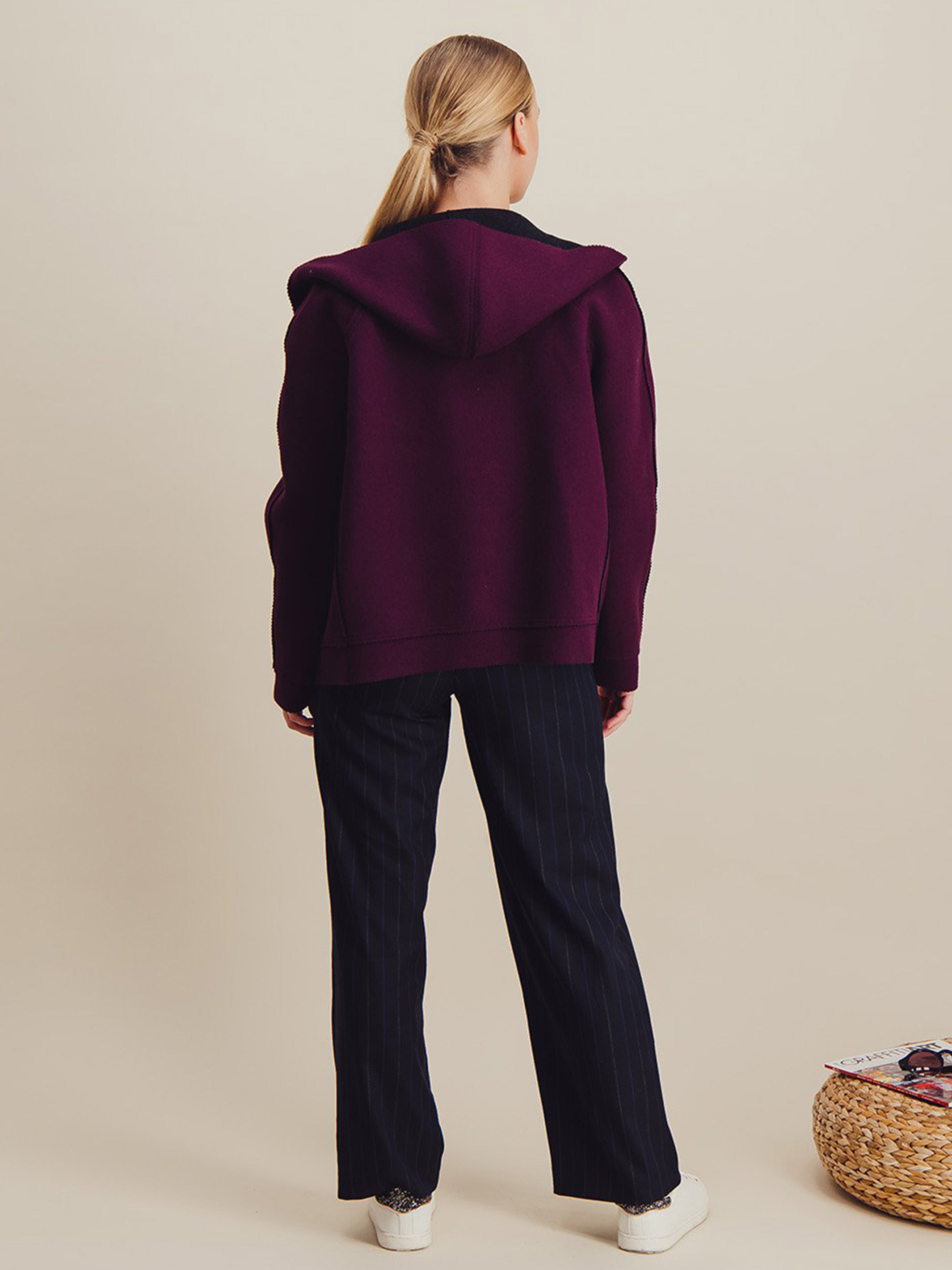 Anahide Saint André Domaru blouson laine réversible prune gris