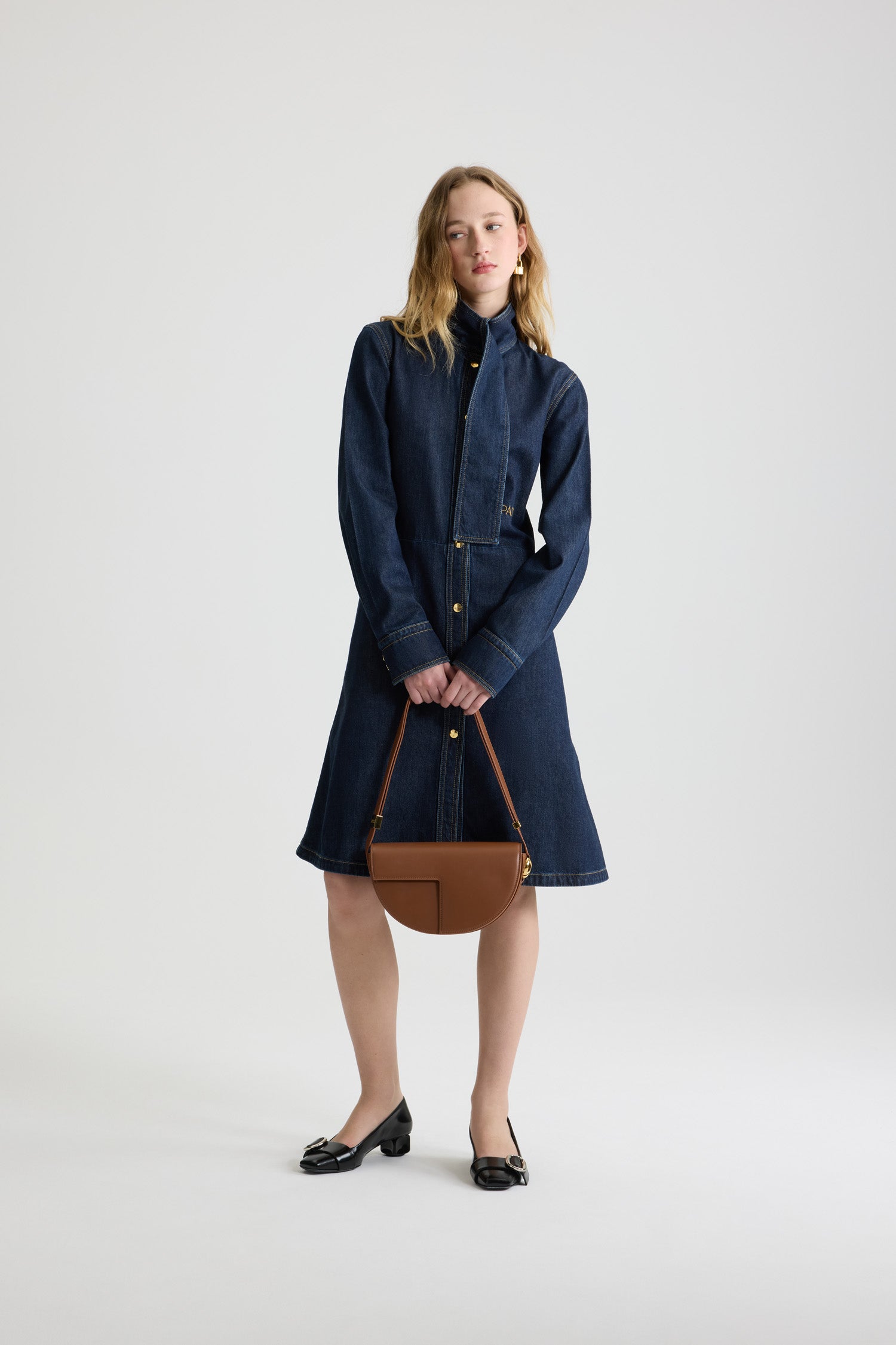 Patou Denim robe jean H25DR194 Blue Moon Rodeo rayée