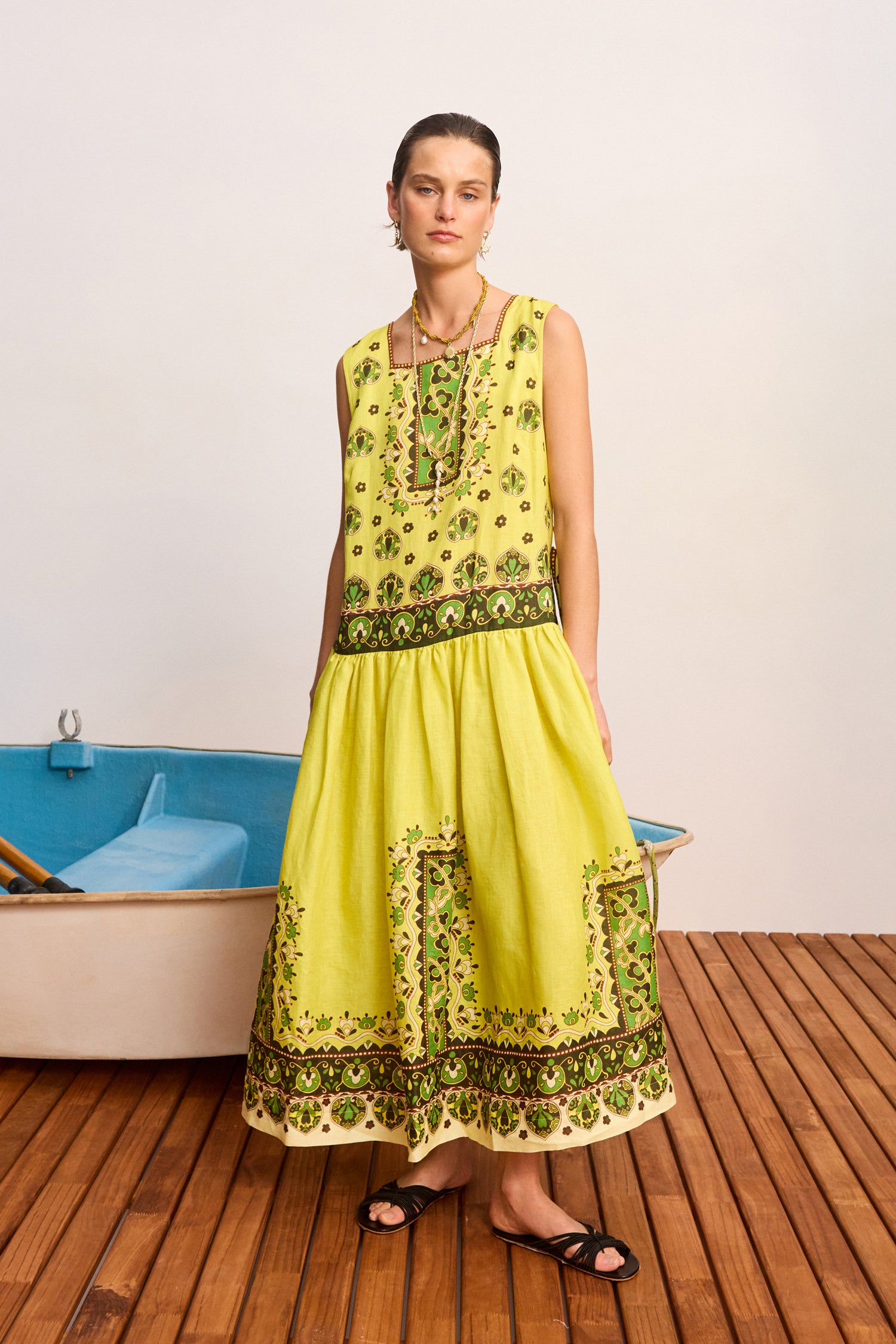 Alemais Bridgette robe midi chanvre ceinture