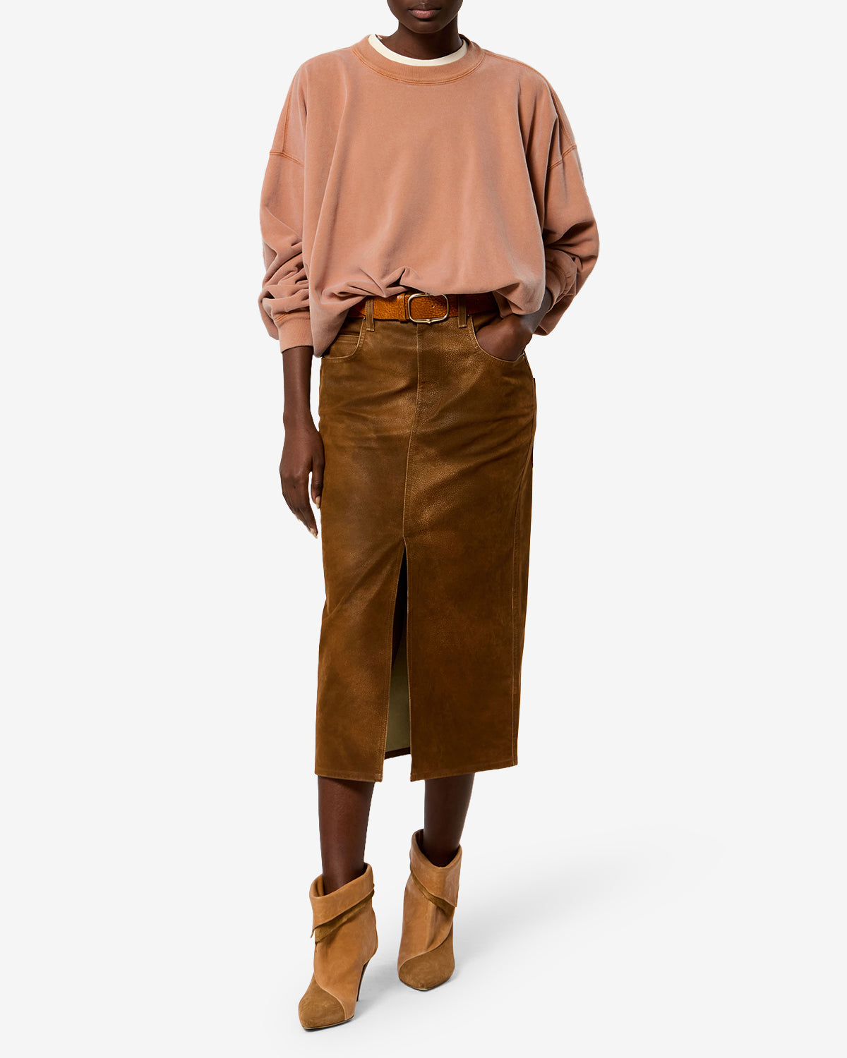 Isabel Marant Sauria sweatshirt coton orange drapé logo dos