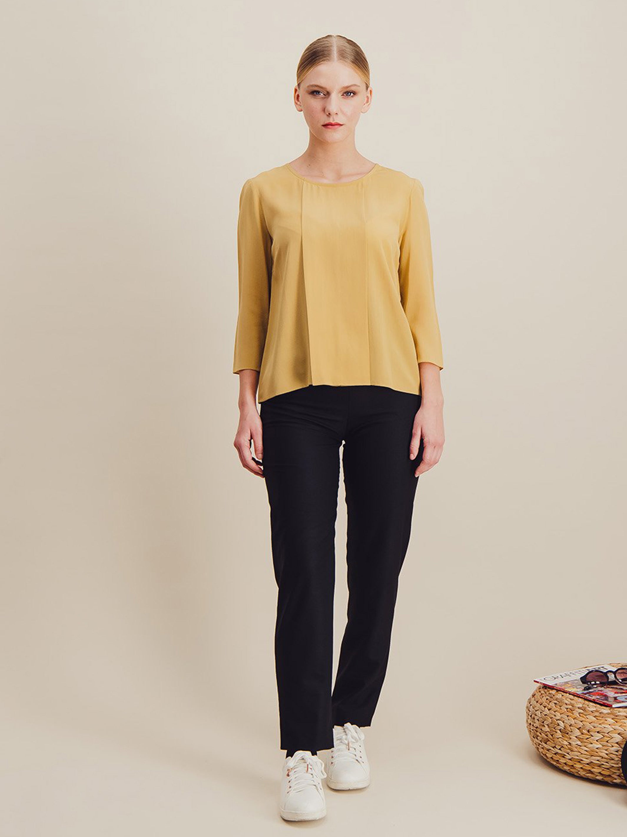 Anahide Saint André Kondo chemisier soie jaune taille 38