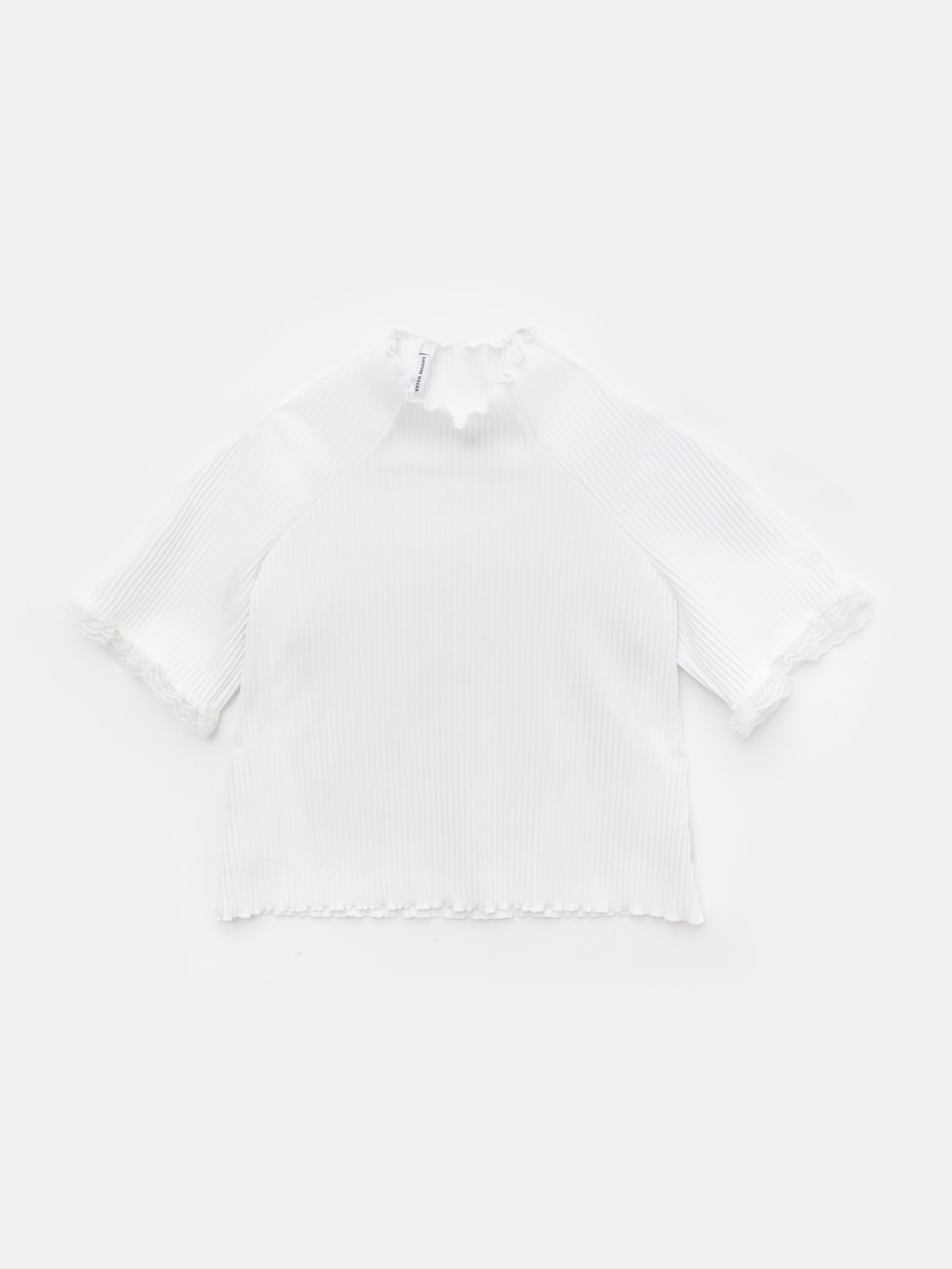 Ester Manas Lace Rib White Easy Top haut blanc dentelle