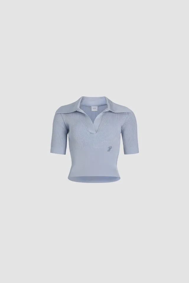 Patou Polo knit top Pearl Blue viscose XS-XXL