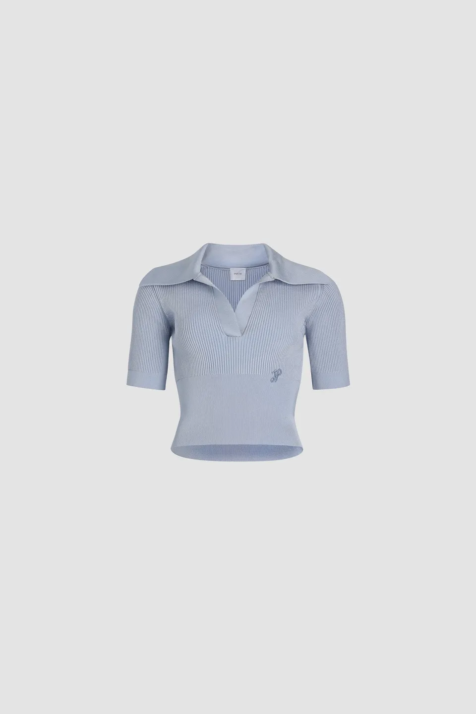 Patou Polo knit top Pearl Blue viscose XS-XXL