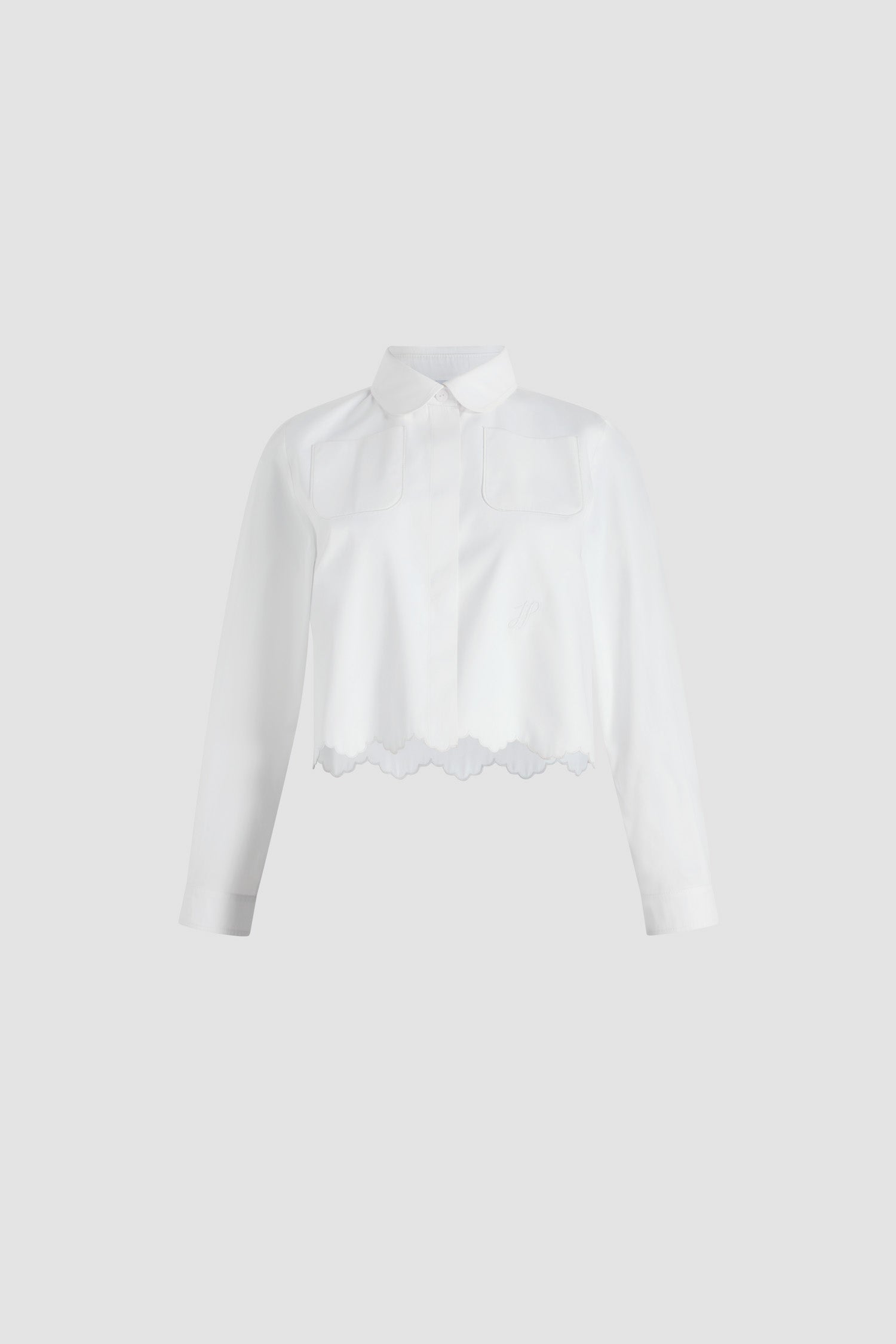 Patou BL038 chemise popeline coton blanc crop festonnée