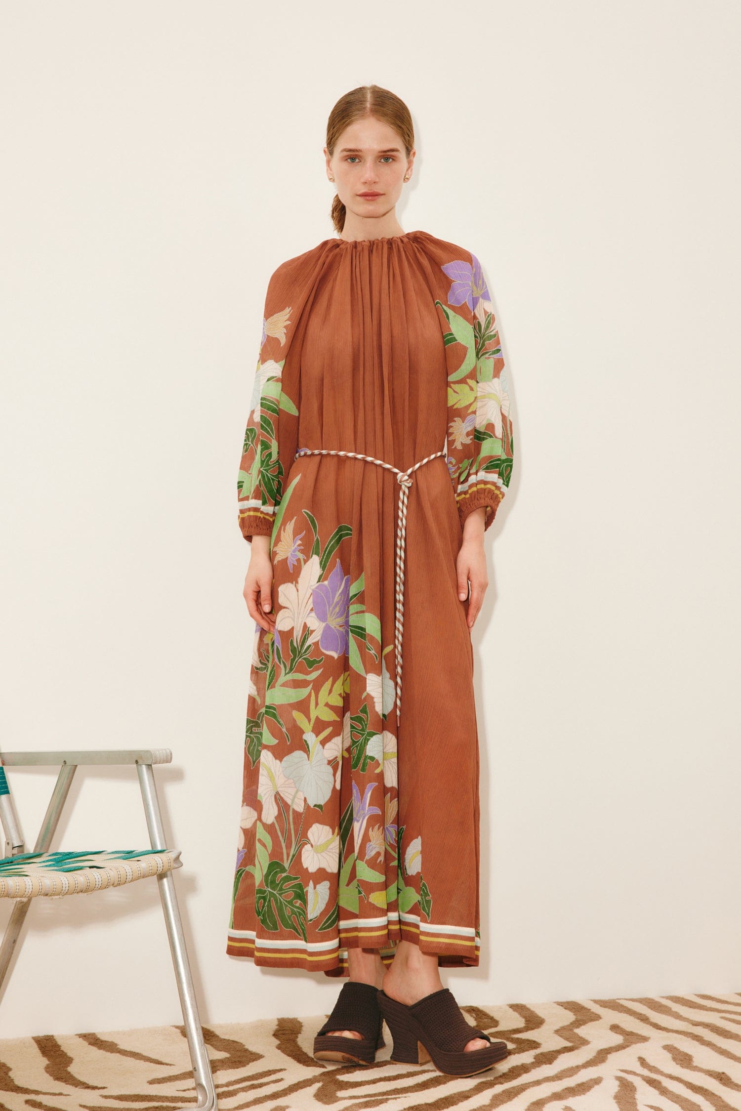 Alemäis Alfie robe midi froncée coton soie poches