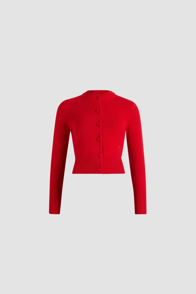 Patou Double collar cardigan cardigan laine rouge Madder Red