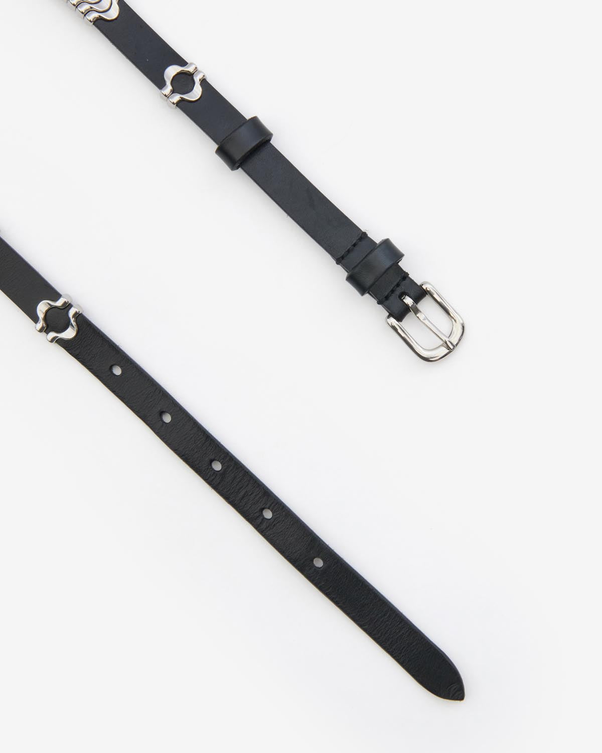 Isabel Marant Odena ceinture cuir noir argenté 1,5 cm