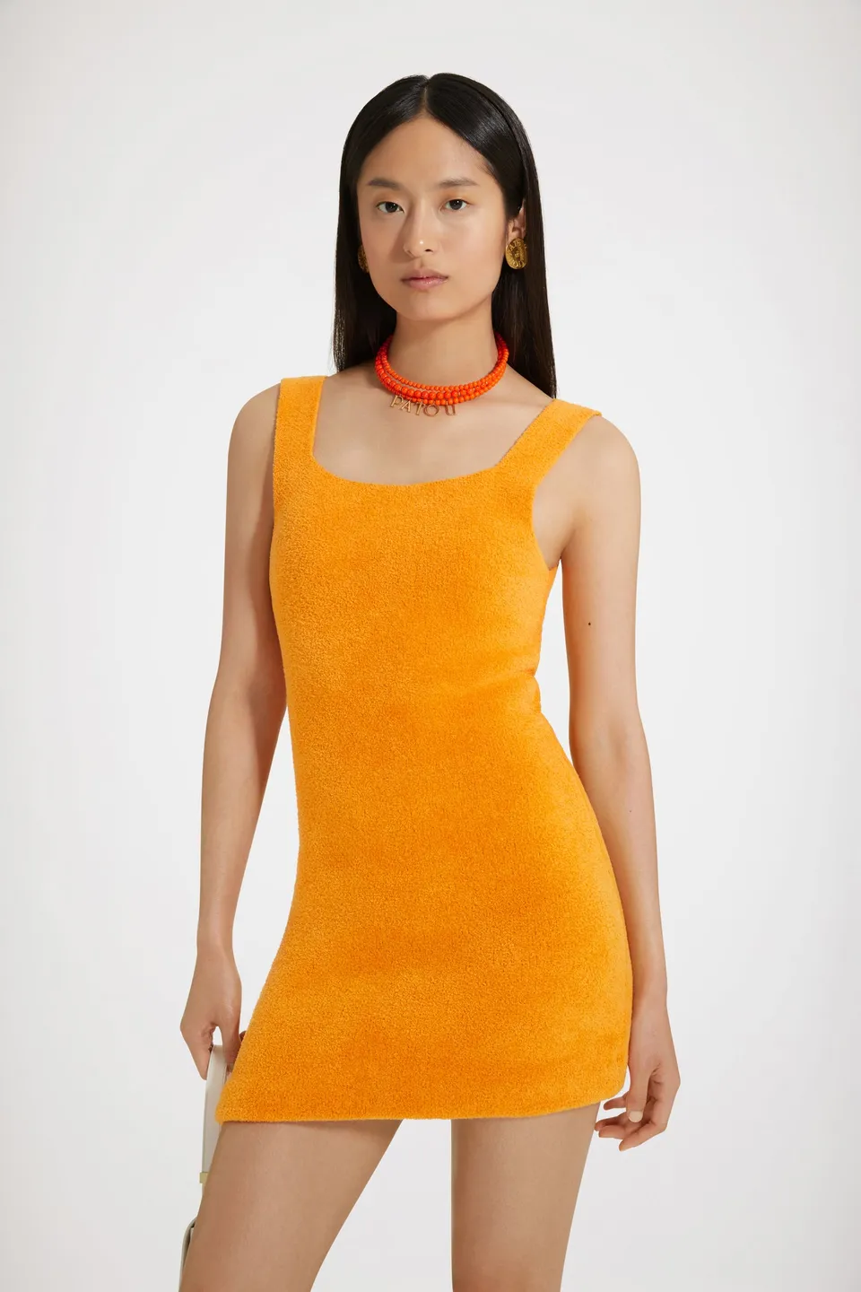 Patou P23KN1298062215M mini robe maille marigold ajustée