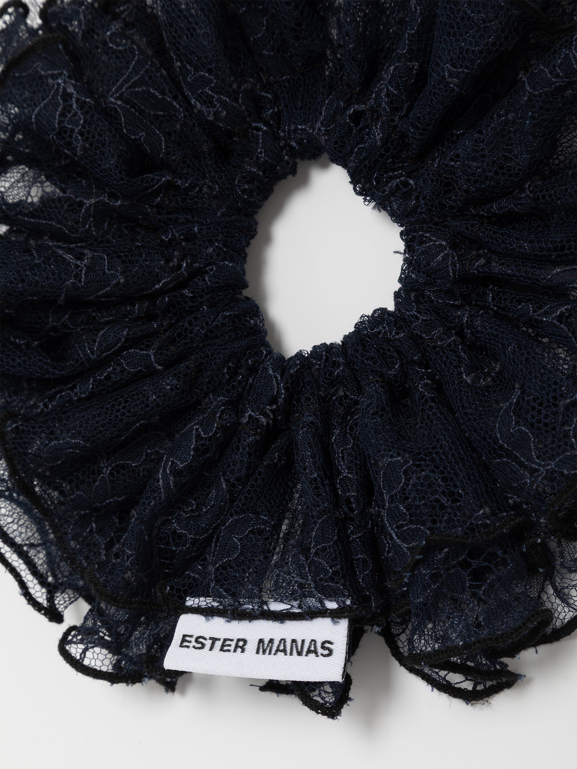 Ester Manas Navy Lace Chouchou dentelle bleue 16 cm