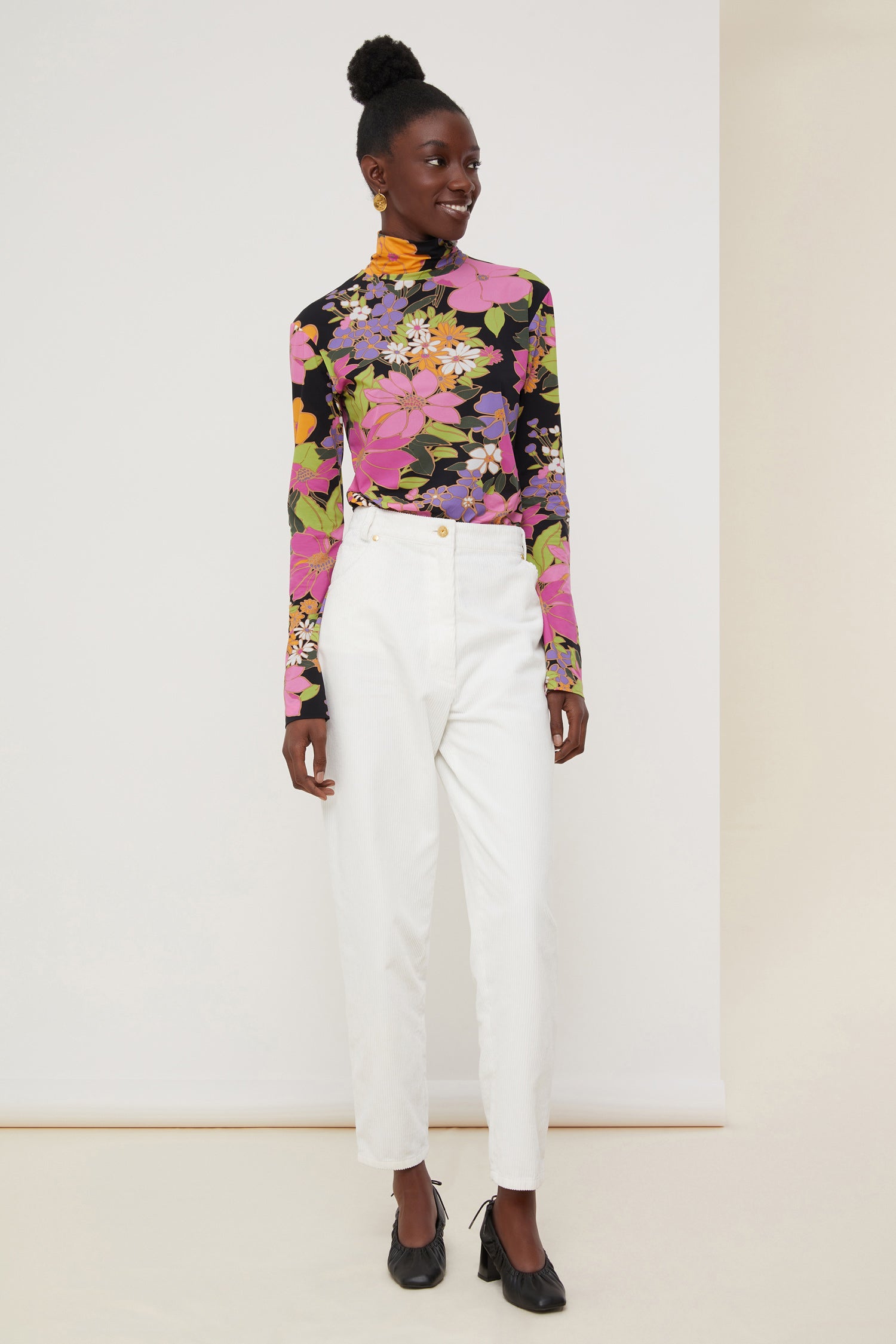 Patou TR008 pantalon carotte perle velours côtelé