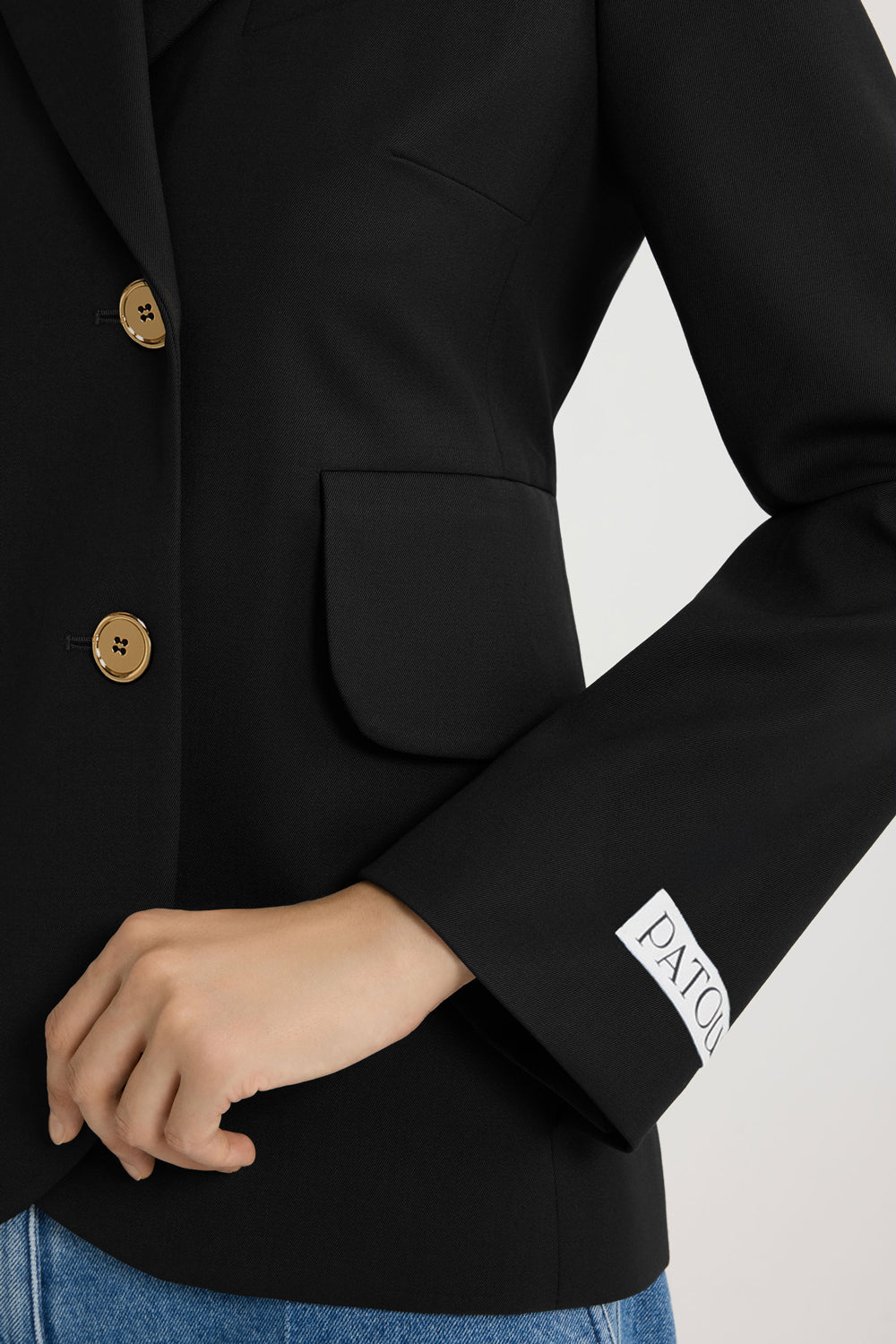 Patou P25JA0540103999B veste ceinturée noire laine taille 38