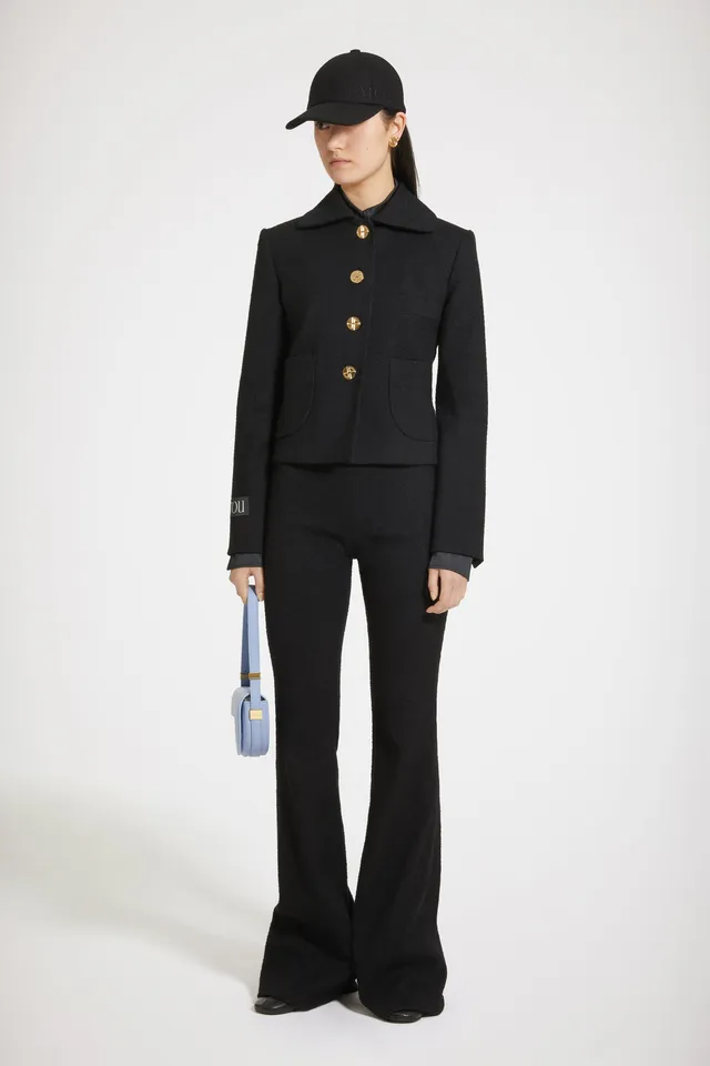 Patou JA034 veste tweed stretch noire courte boutons JP