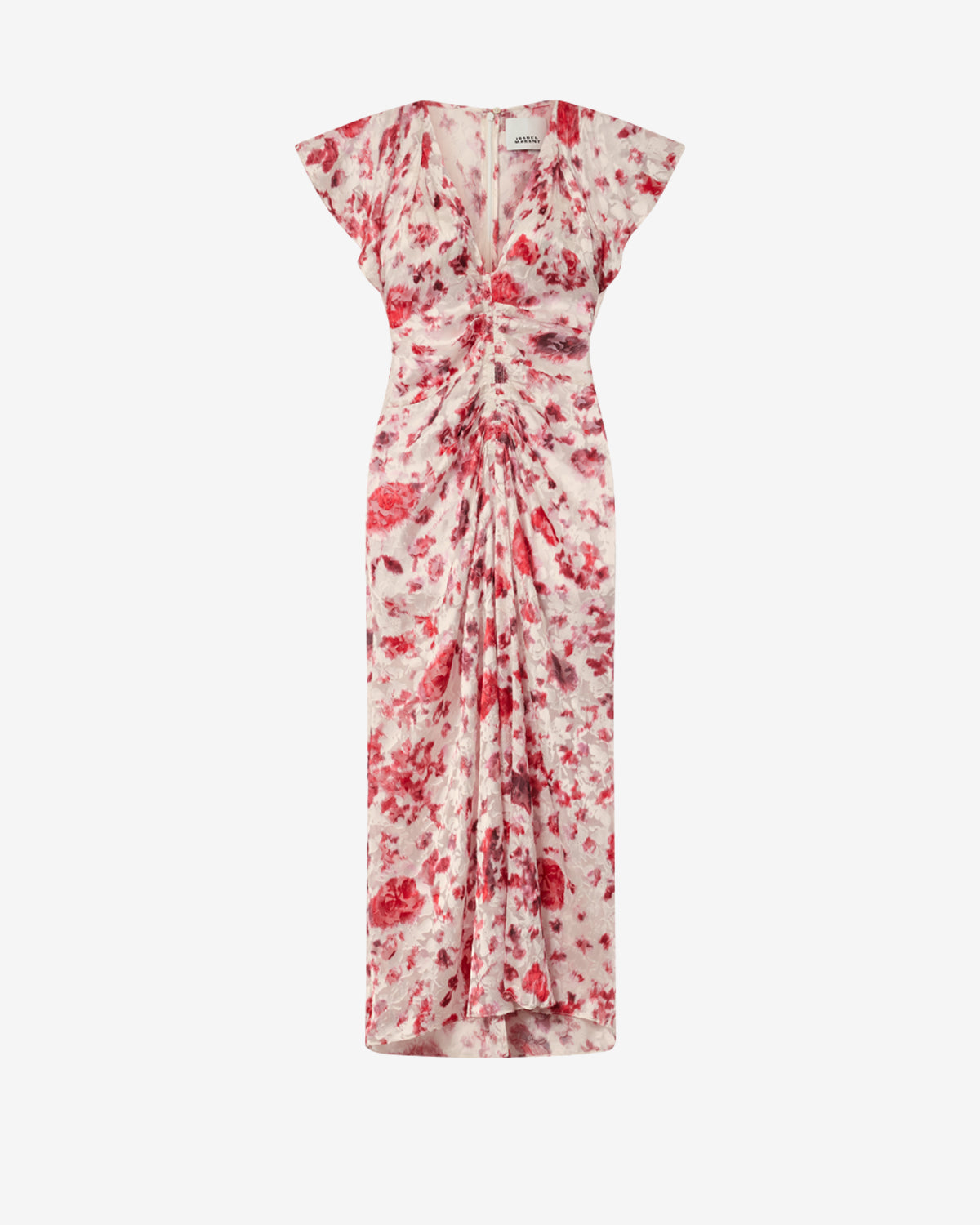 Isabel Marant Lyndsay robe longue écru-rose soie