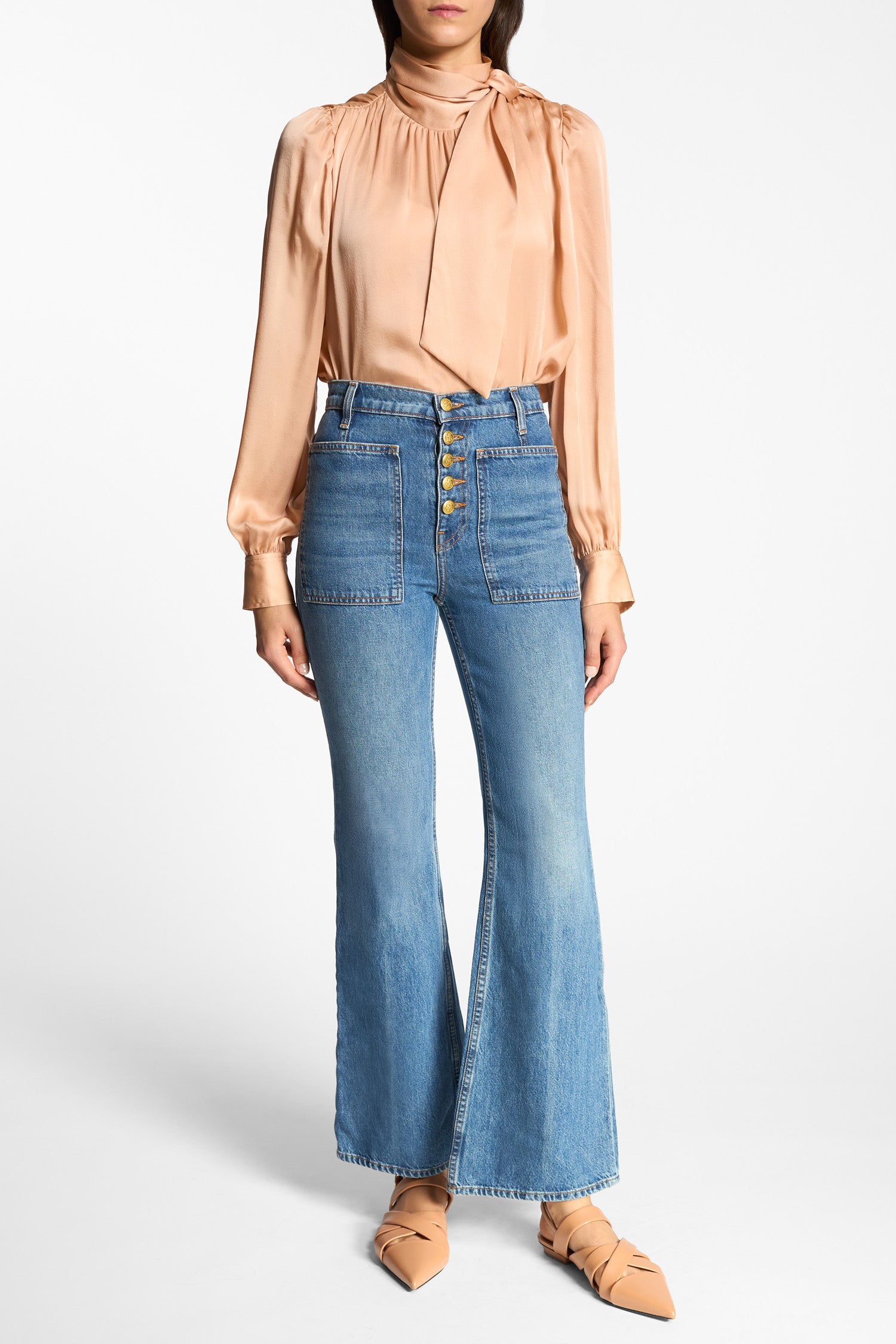 Ulla Johnson Lou Jean Flare Danube Indigo 100% Coton