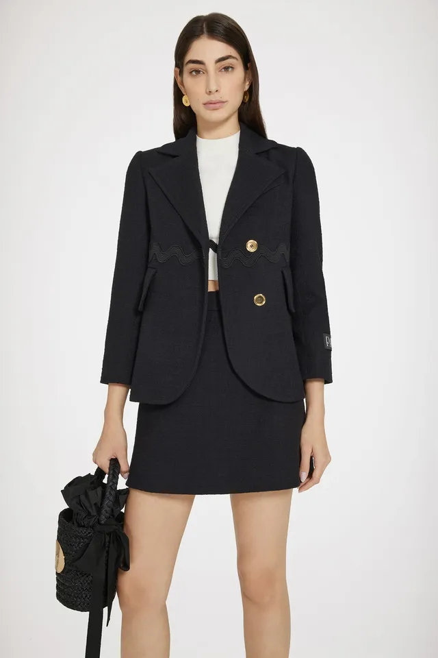 Patou Wave JA035 veste tailleur tweed coton noir