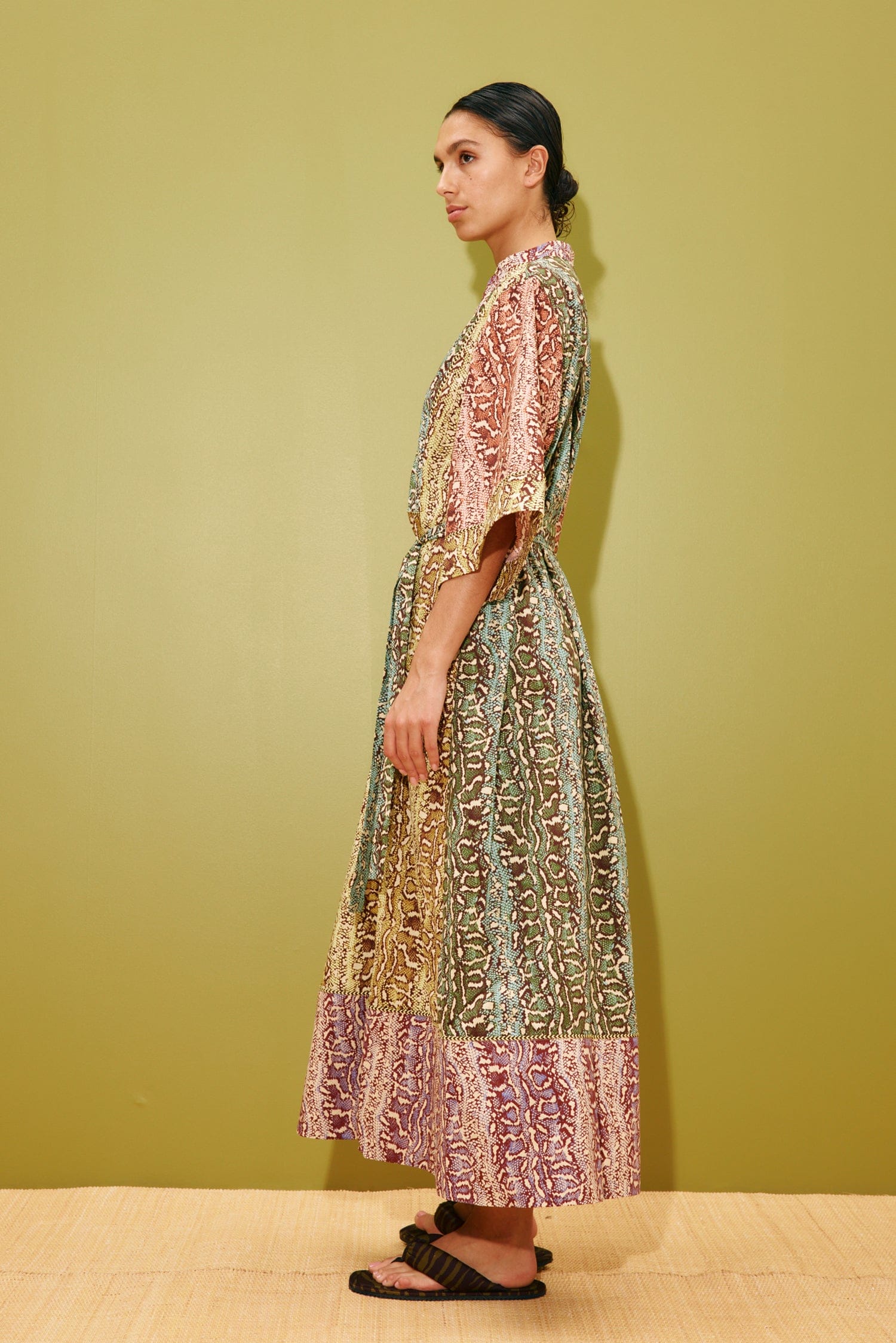 Alemäis Varna robe midi coton bio col V ceinture