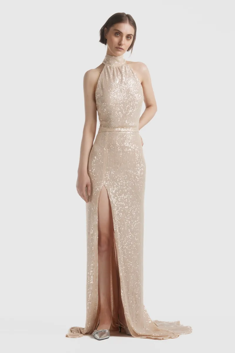ATU Sequins Nude Sequin Gown robe S