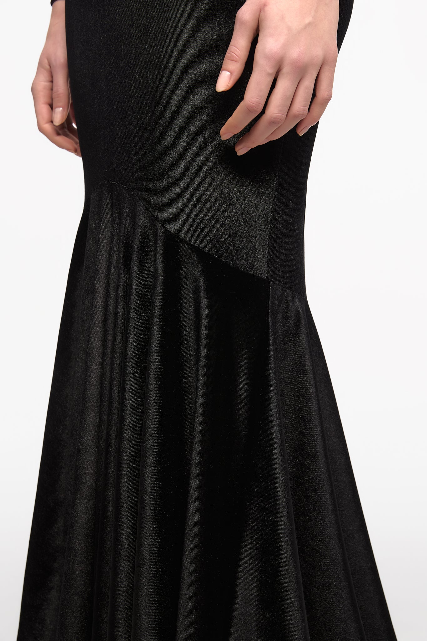 ATU Body Couture Long High neck black velvet gown robe noire