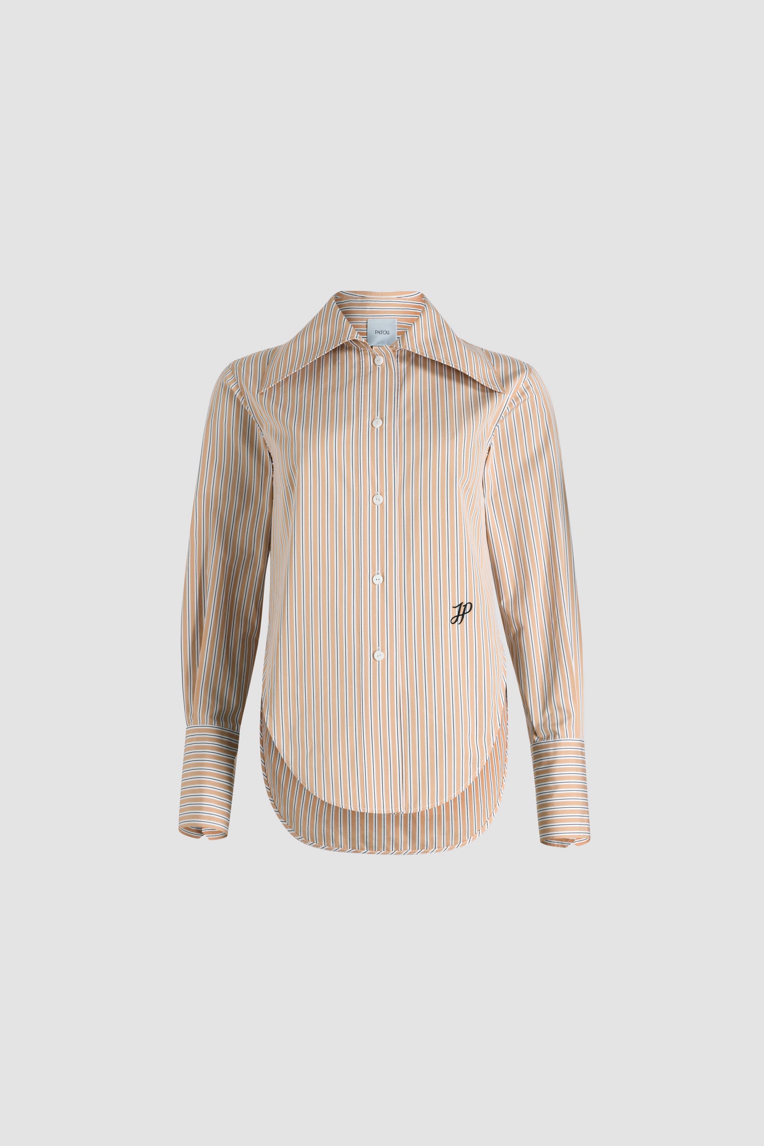 Patou Fitted chemise coton bio beige Beige Stripes 38