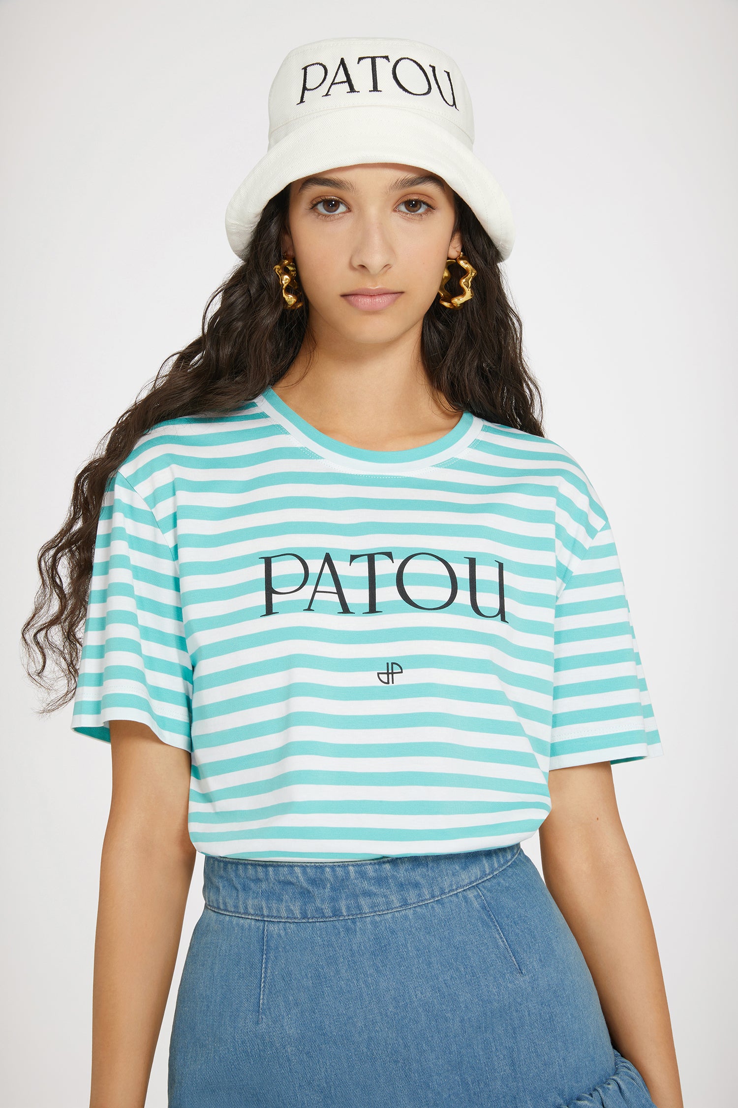 Patou JE032 t-shirt rayé coton vert petites rayures