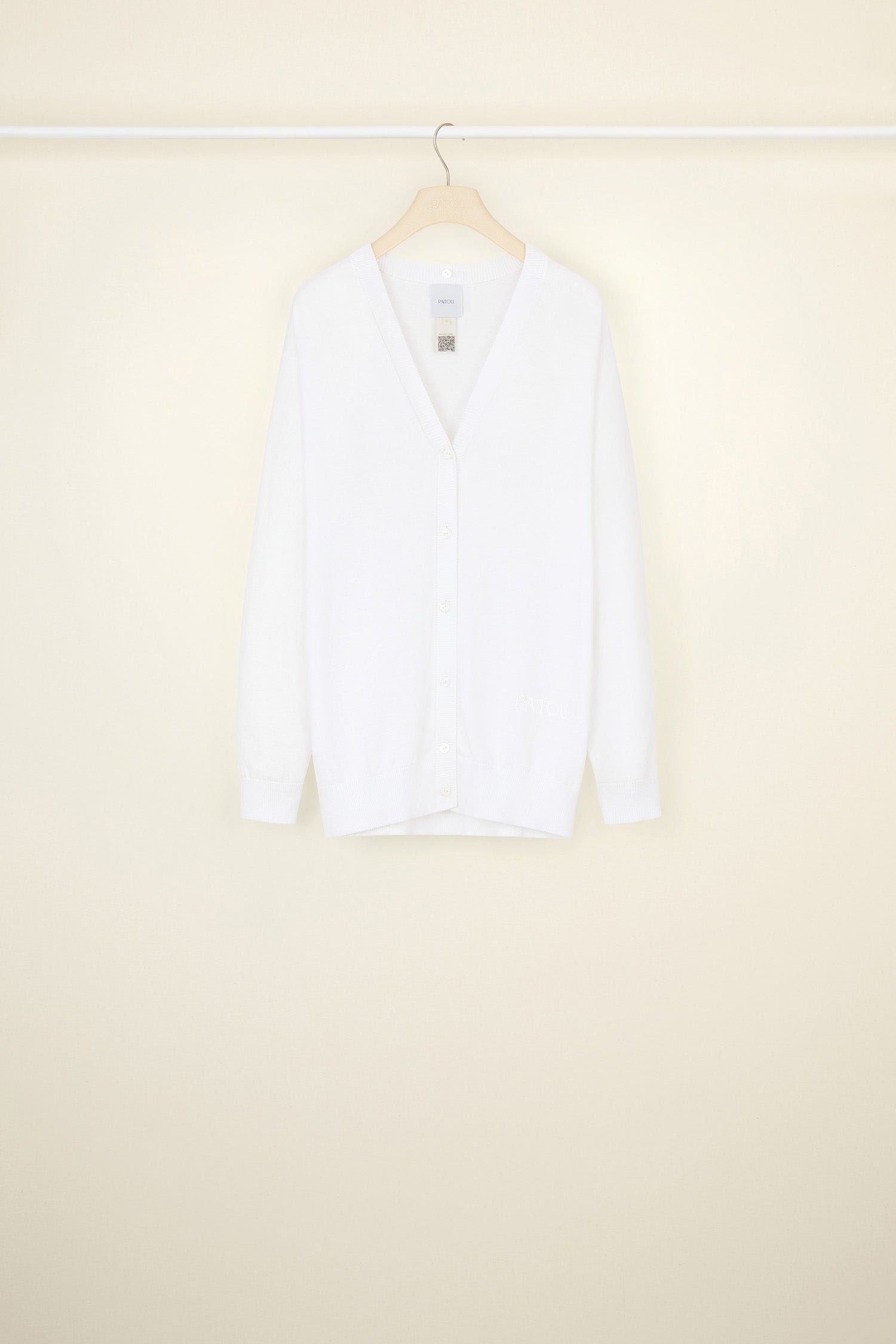 Patou KN071 gilet cardigan coton blanc oversize