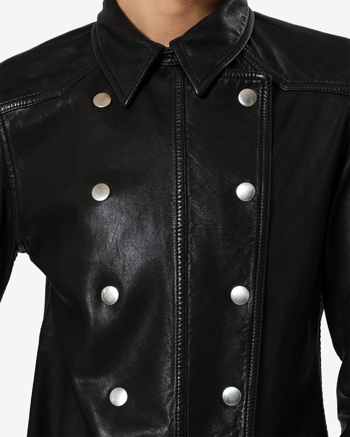 Isabel Marant Valdy chemise cuir noir agneau