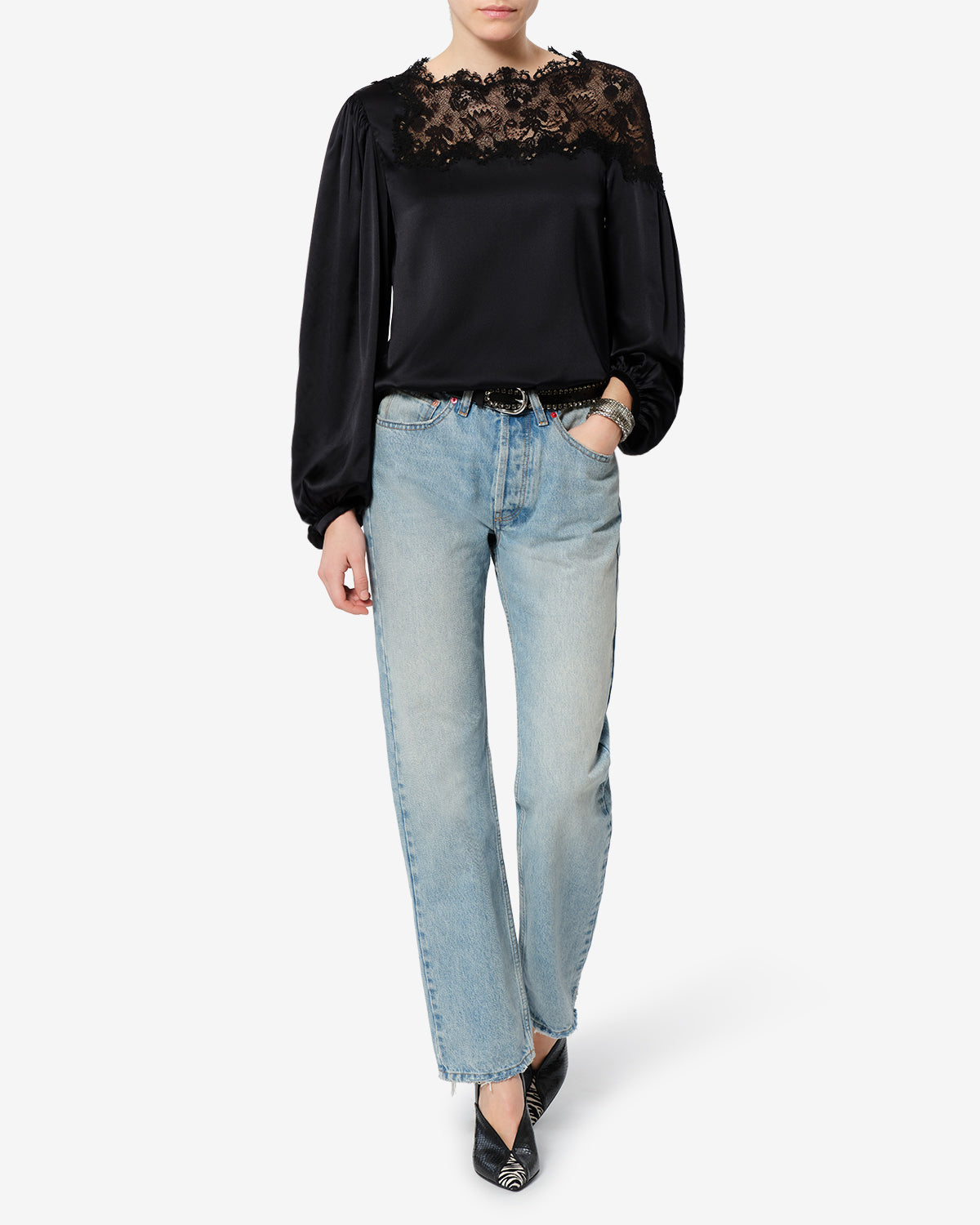 Isabel Marant Azare blouse noir soie dentelle