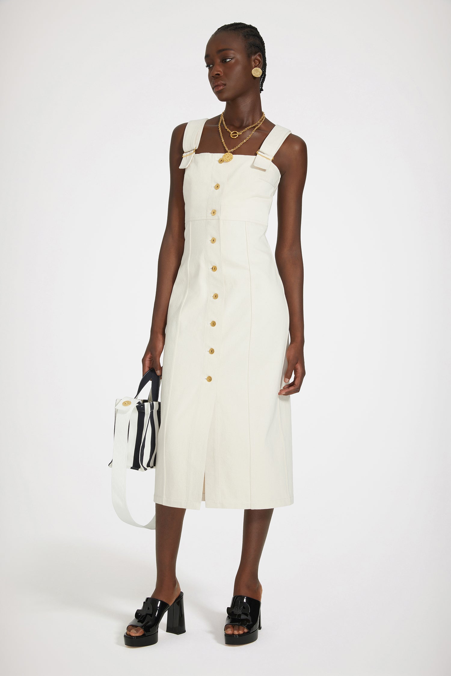 Patou DR134 robe salopette denim coton régénéré écru 38