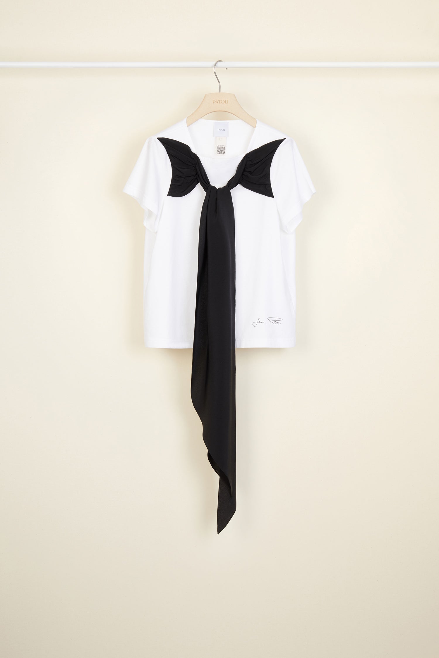 Patou JE005 tee-shirt blanc coton nœud noir taille XS-XL