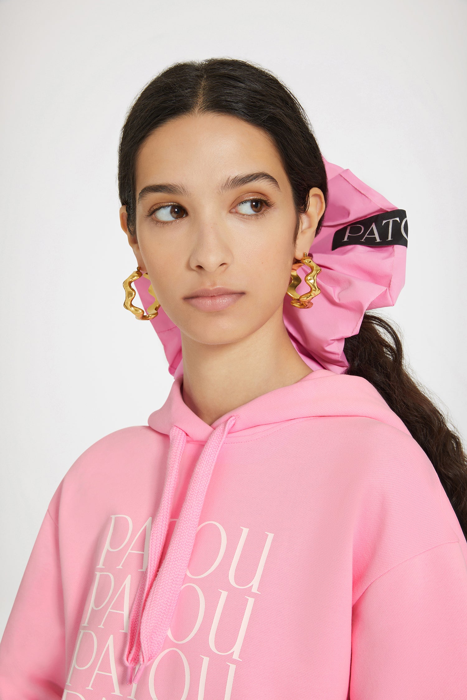 Patou P24JE0939995455P hoodie coton bio rose logo M