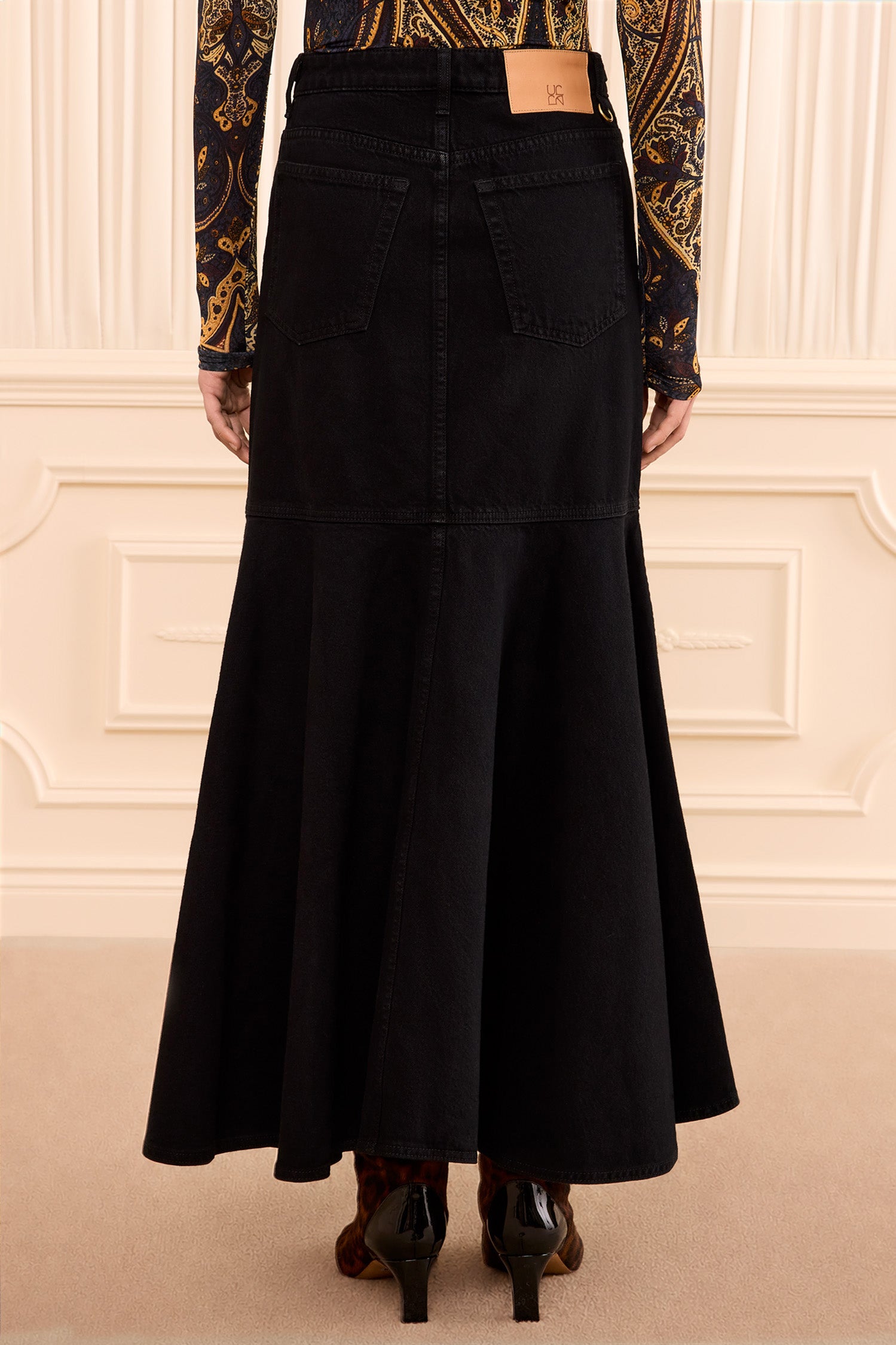 Ulla Johnson Madelyn UJ9903039 jupe jean Noir midi coton