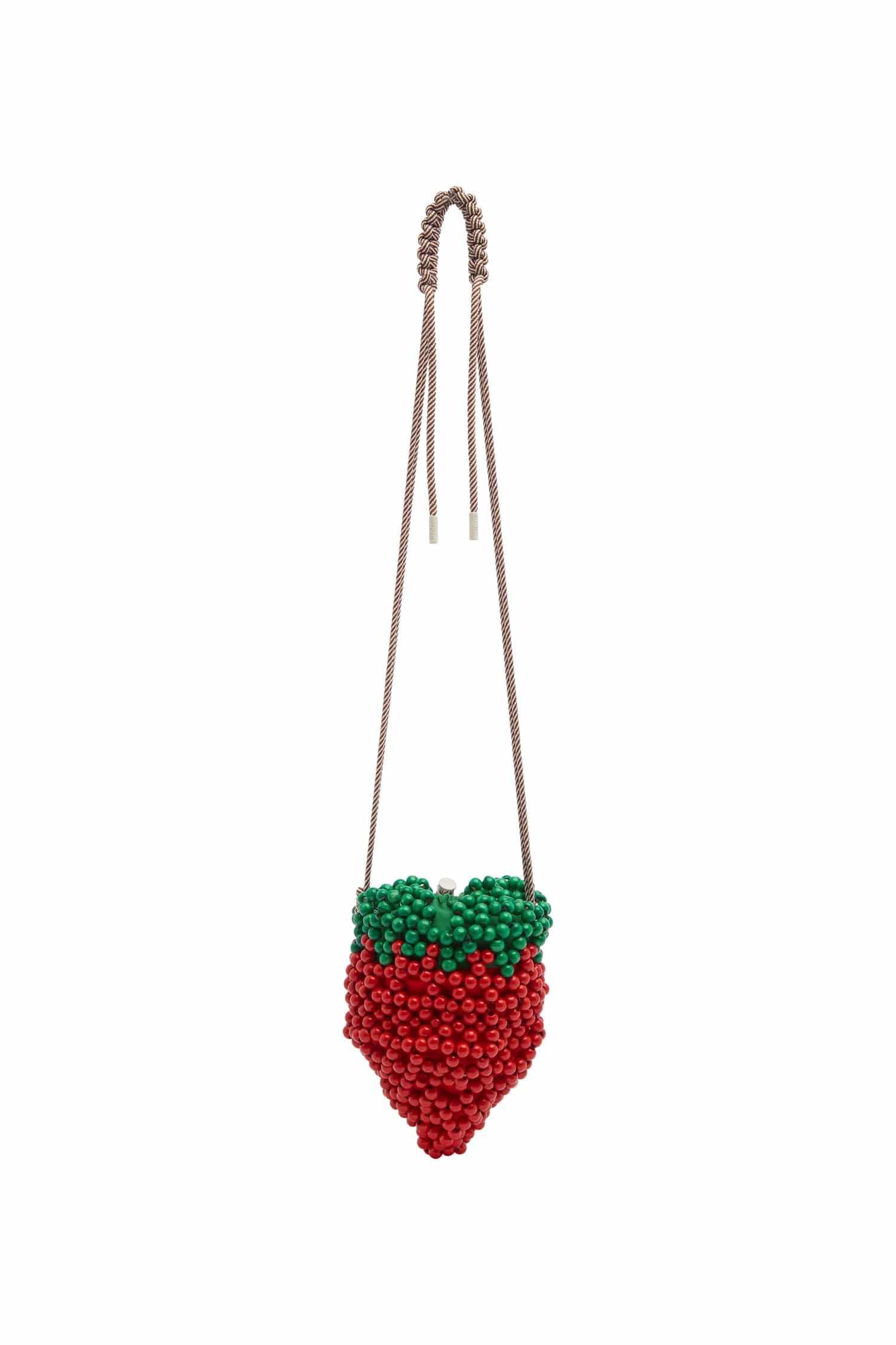 Alemäis Strawberry mini sac perles bois fraise rouge